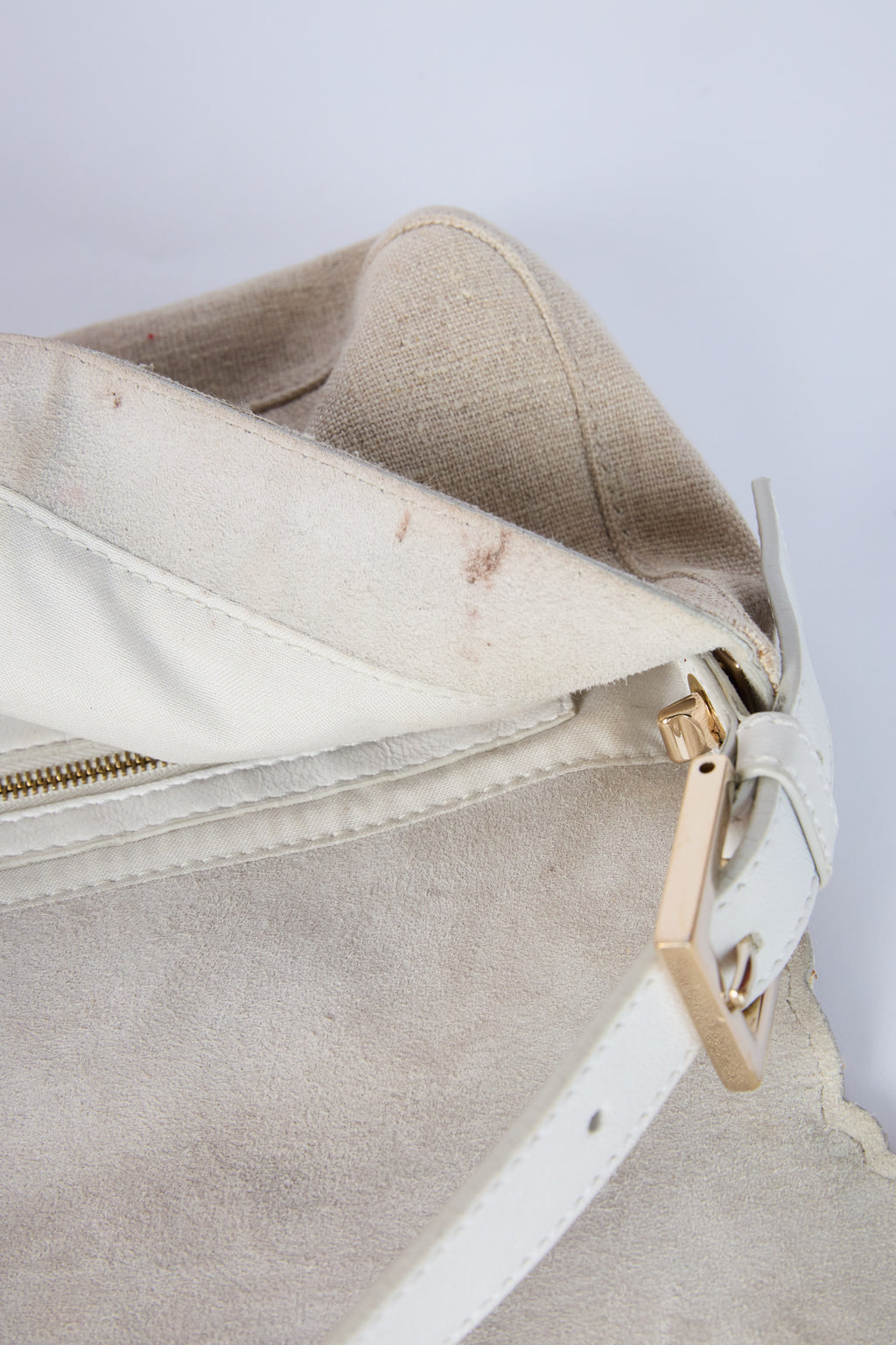 FENDI LINEN FLORAL EMBROIDERED BAGUETTE