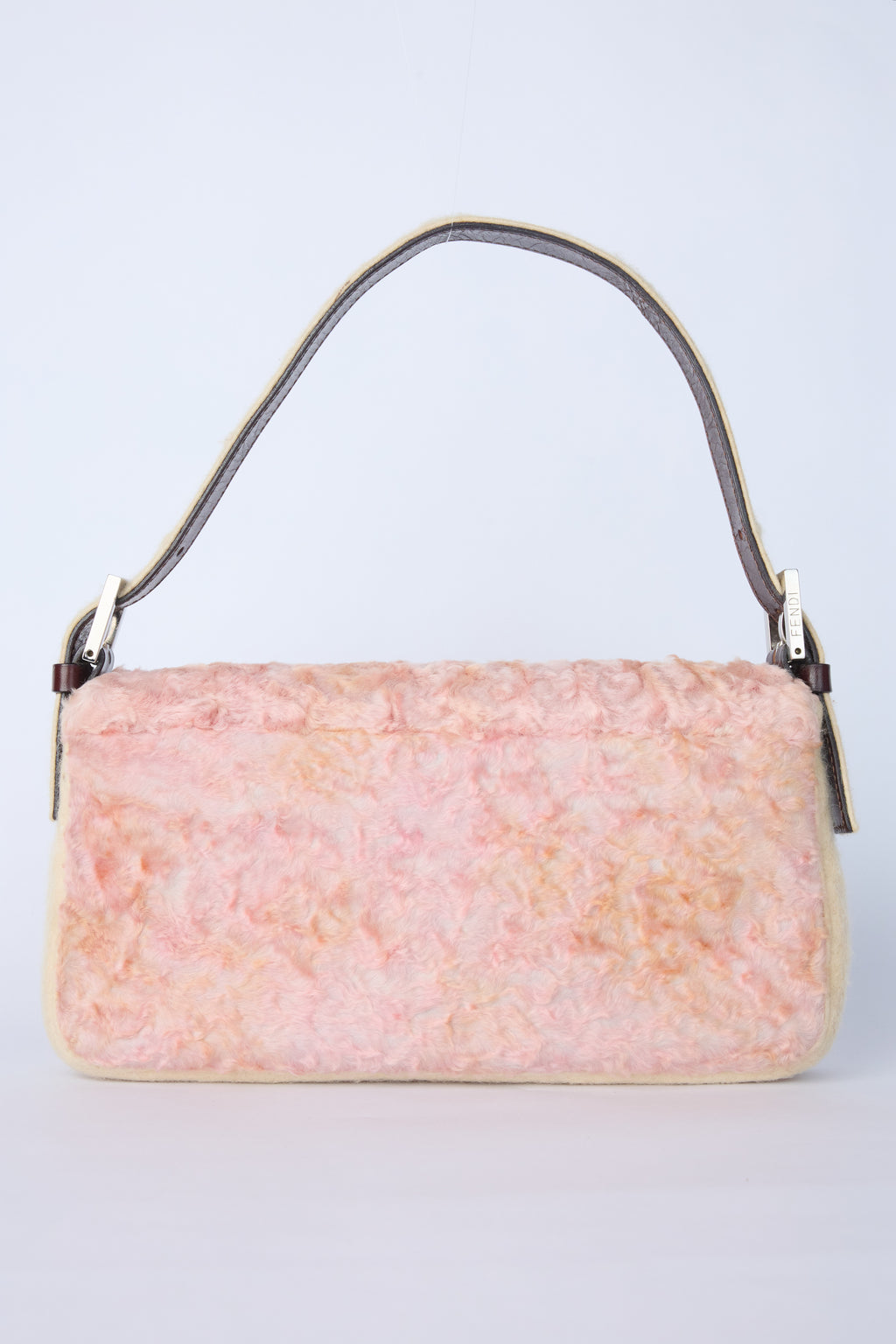 FENDI PINK & BEIGE PERSIAN LAMB BAGUETTE
