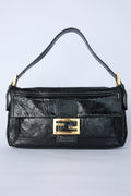 FENDI PATENT LEATHER BAGUETTE WITH GOLD HARDWARE