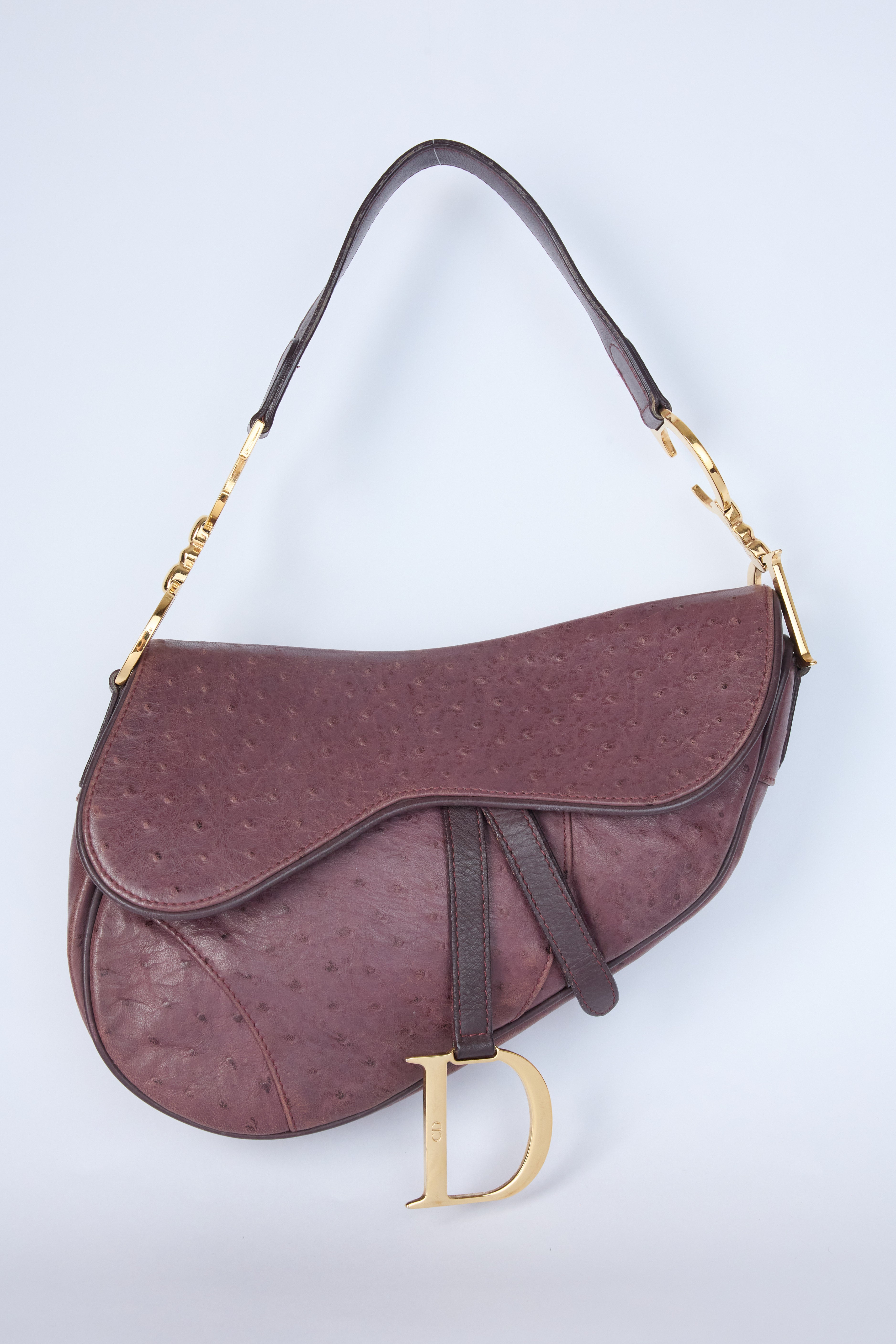 DIOR PURPLE OSTRICH SADDLE