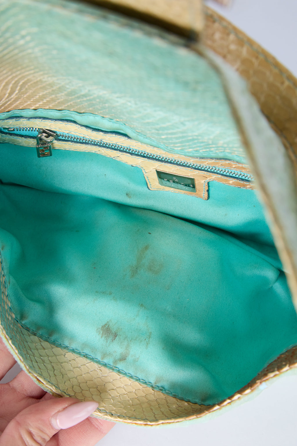FENDI TEAL SEQUIN BAGUETTE