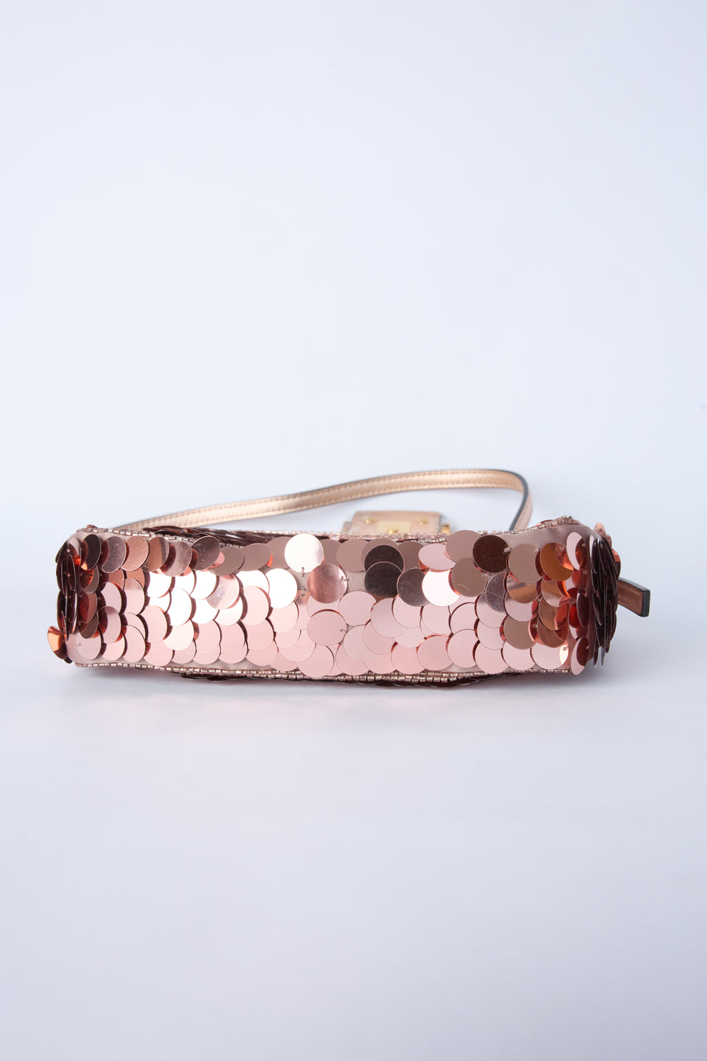 FENDI ROSE GOLD MINI SEQUIN BAGUETTE