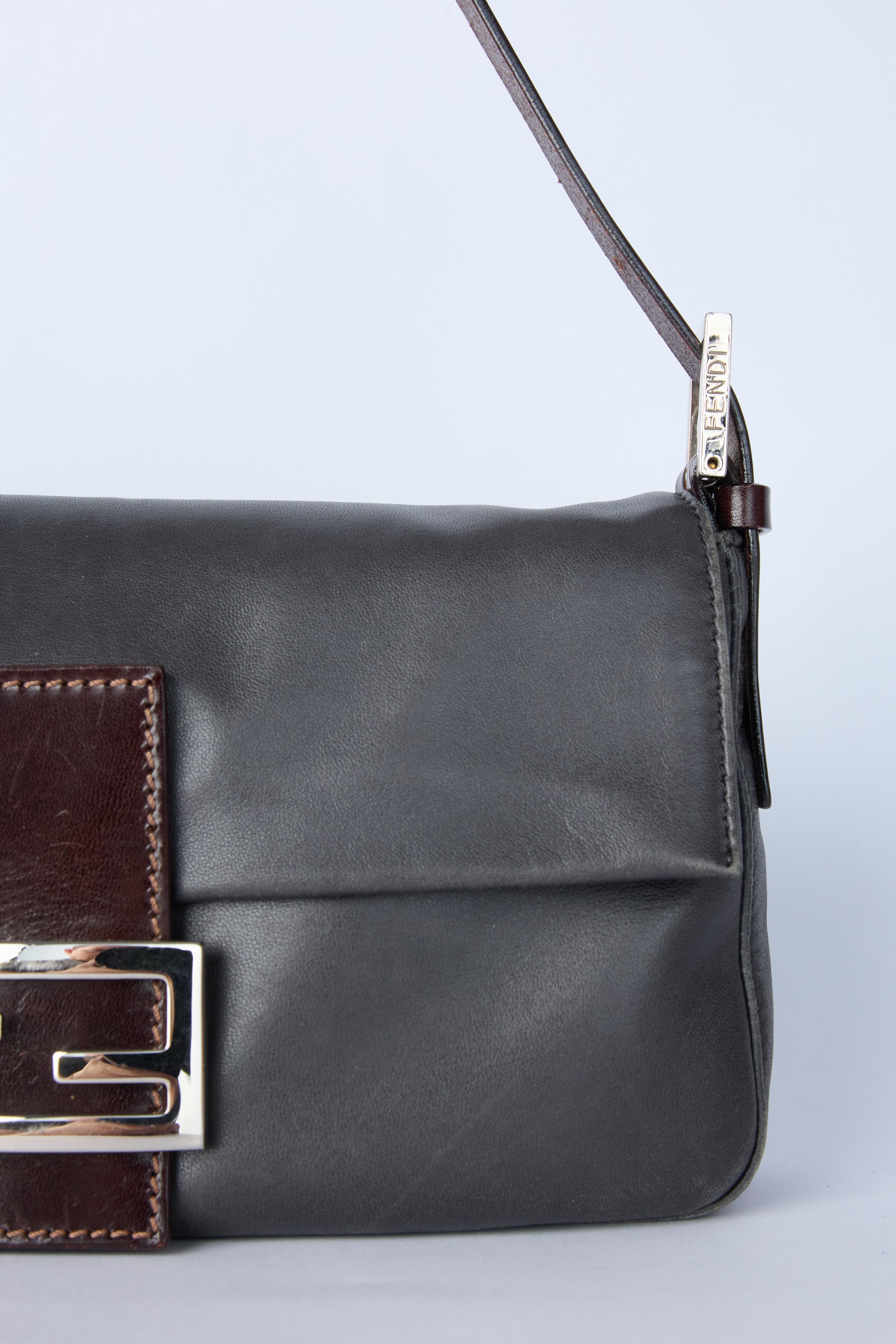 FENDI BLACK LEATHER BAGUETTE