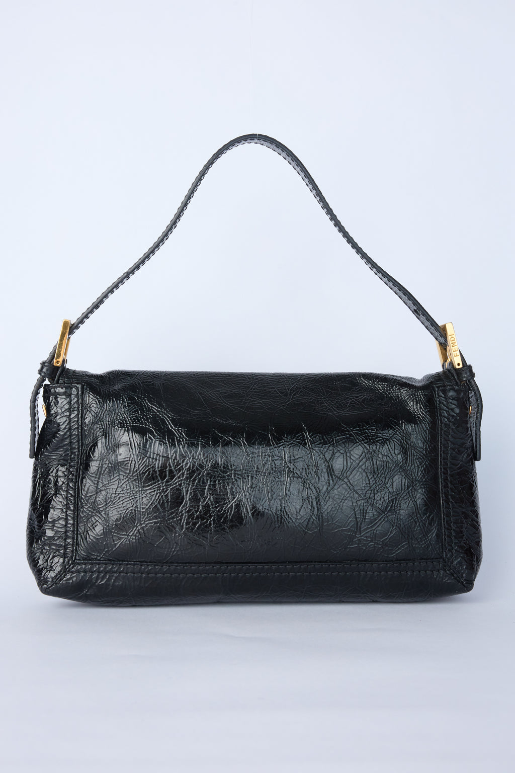 FENDI PATENT LEATHER BAGUETTE WITH GOLD HARDWARE