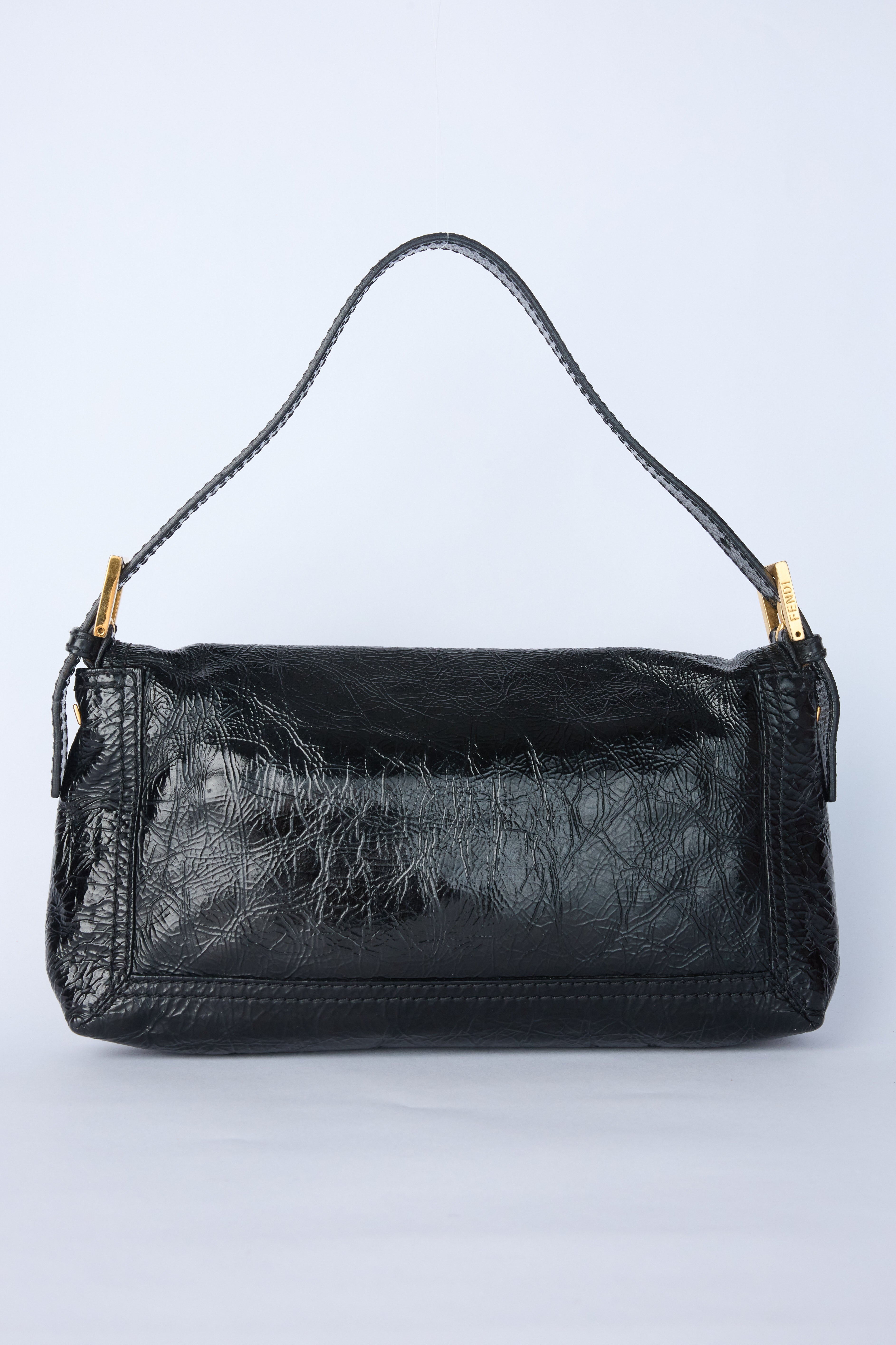 FENDI PATENT LEATHER BAGUETTE WITH GOLD HARDWARE