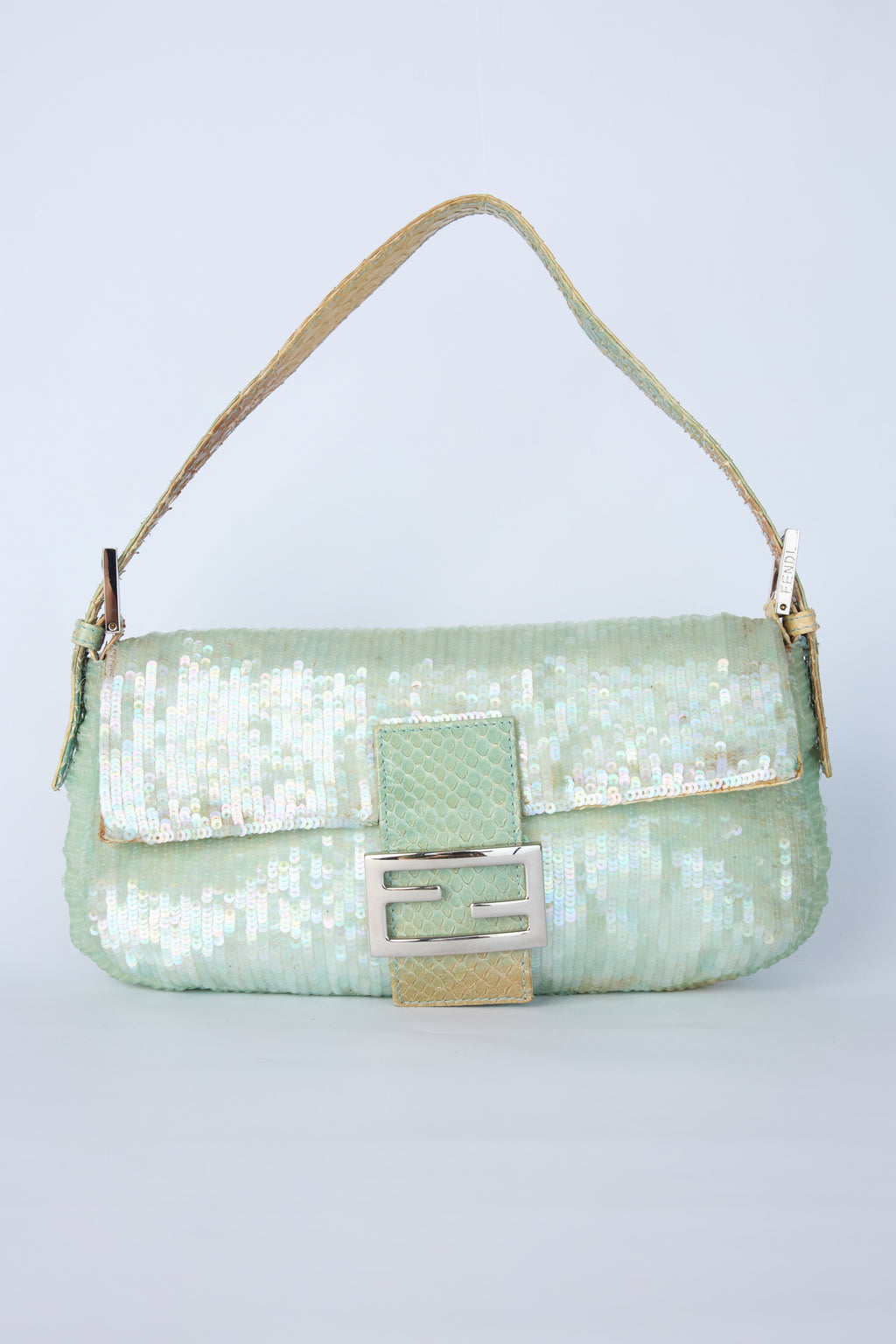 FENDI TEAL SEQUIN BAGUETTE