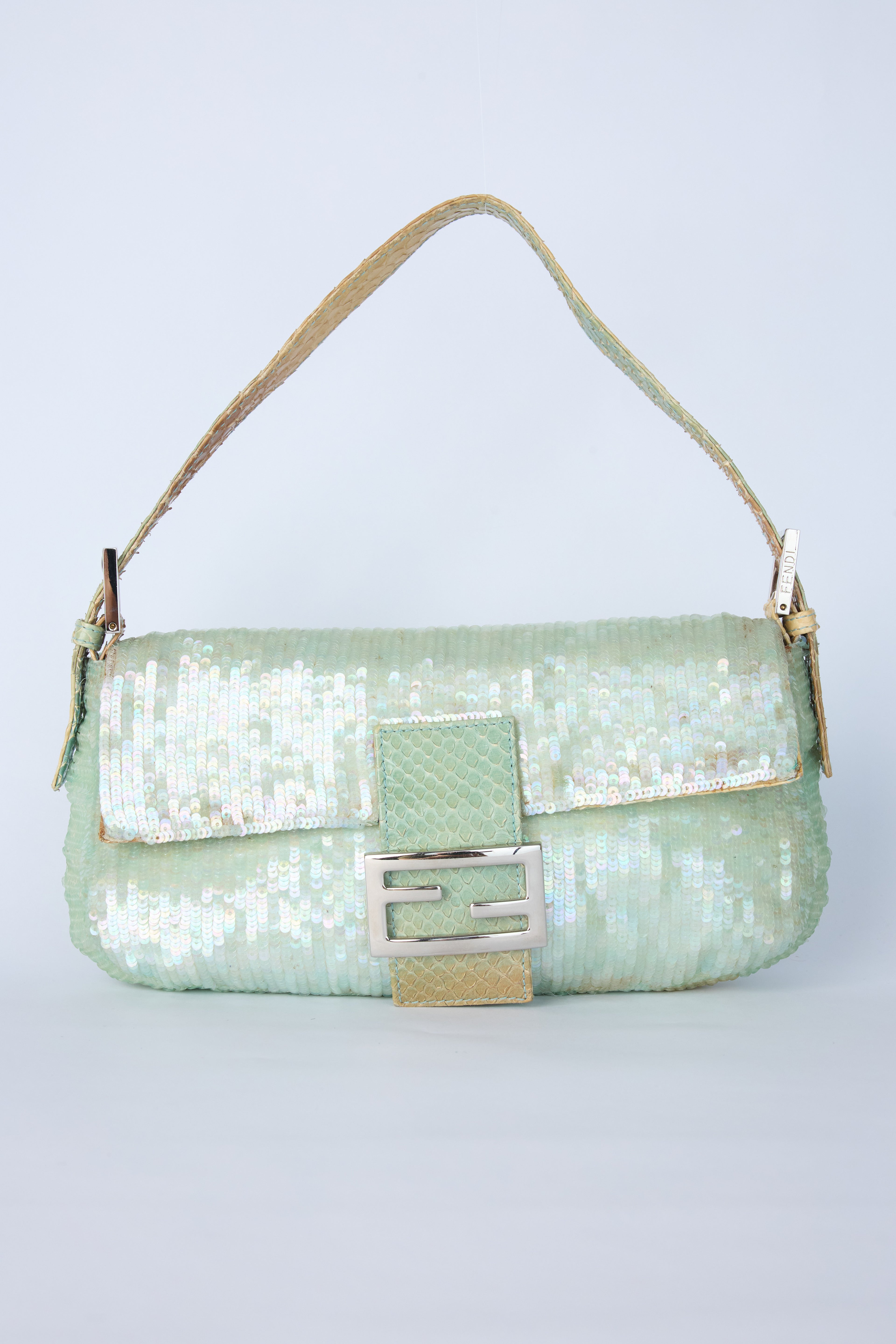 FENDI TEAL SEQUIN BAGUETTE