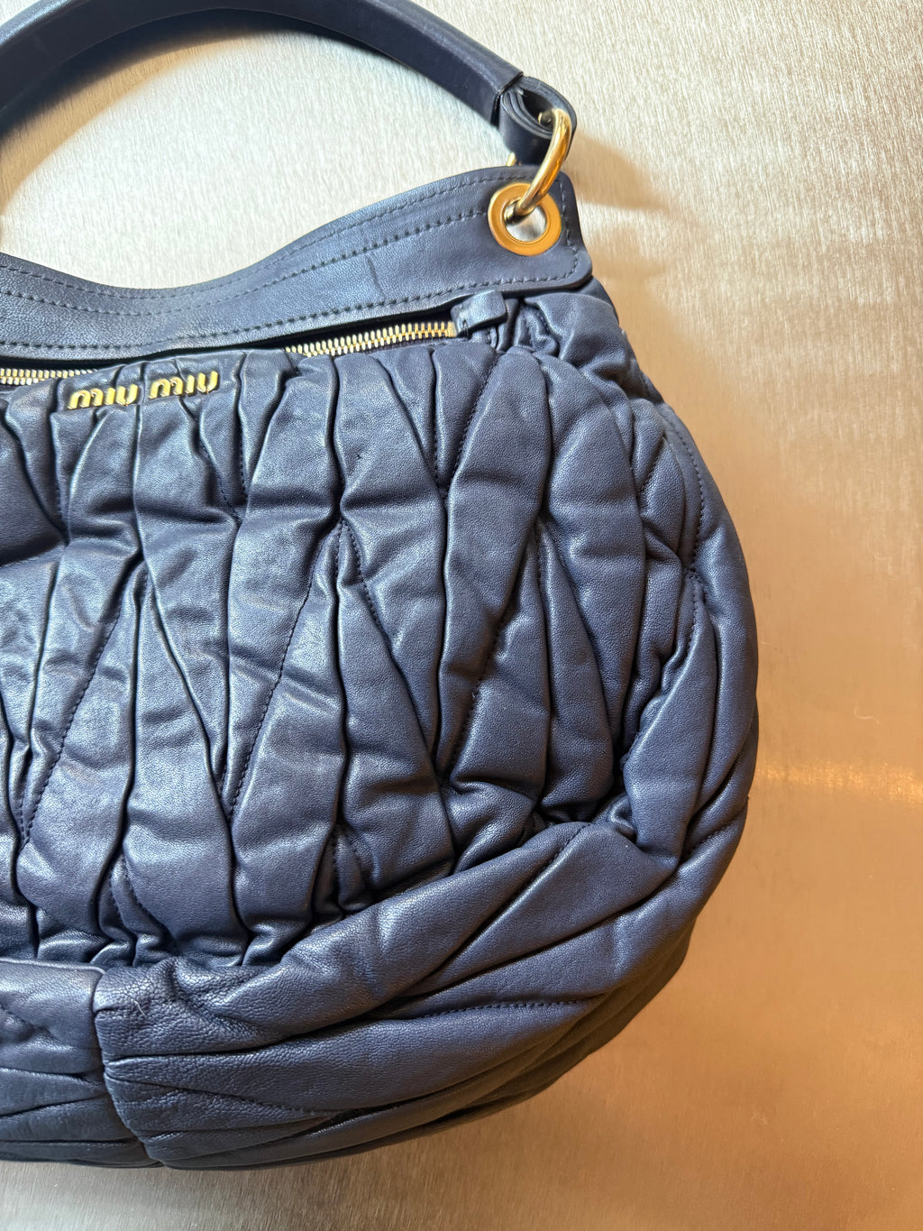 MIU MIU BLUE COFFER BAG