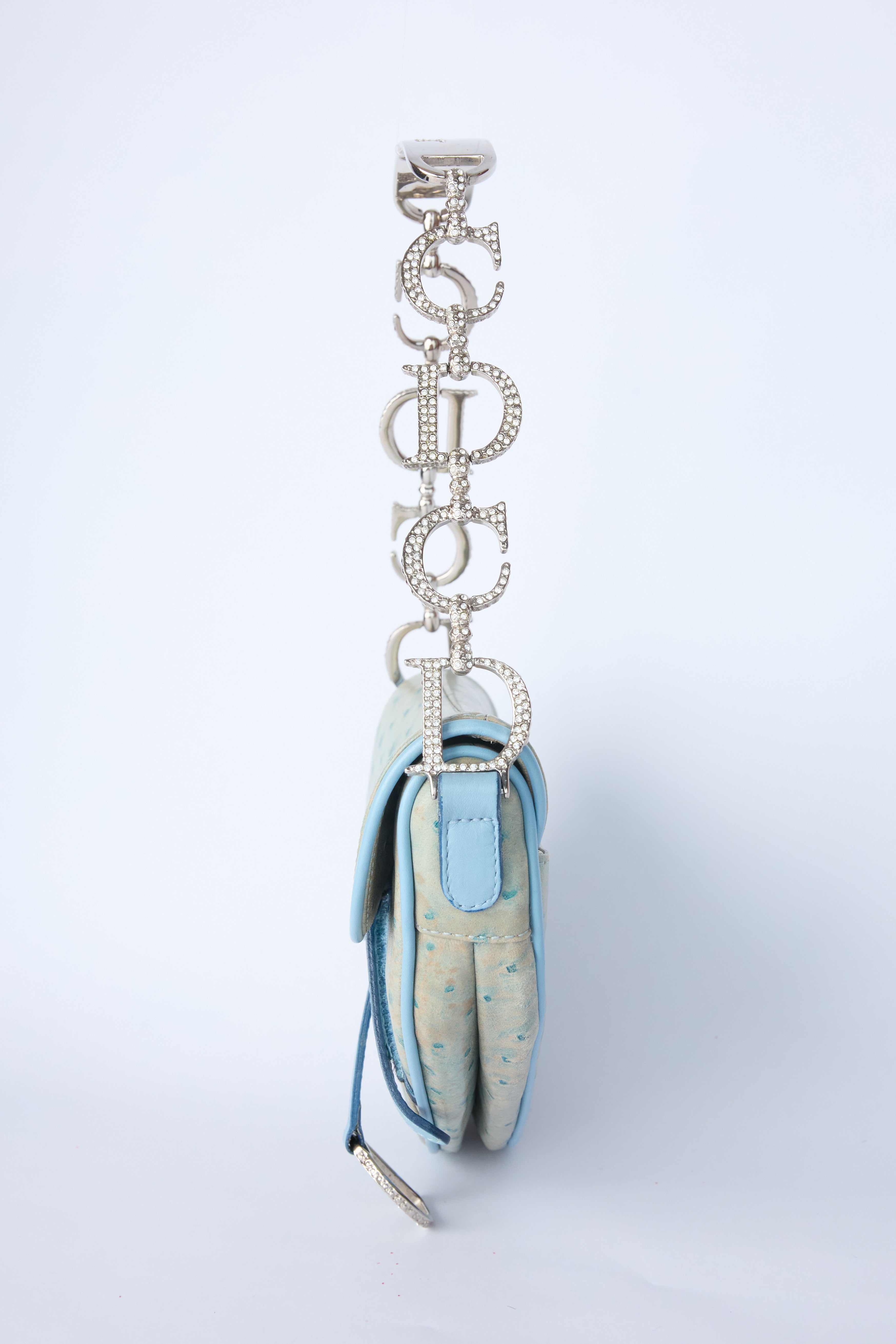 DIOR MINI OSTRICH CRYSTAL SADDLE
