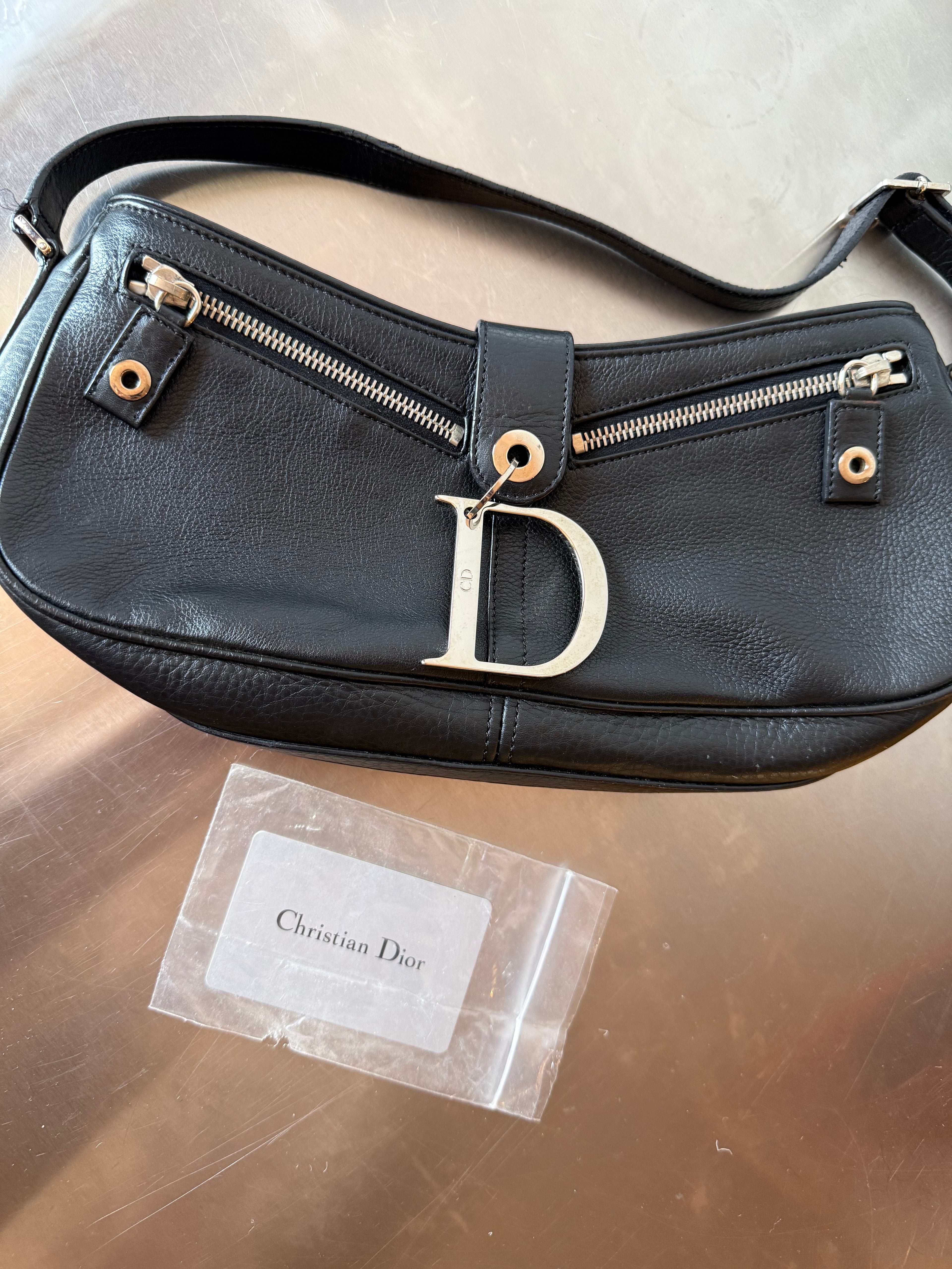 DIOR SPELLOUT BLACK LEATHER BAG