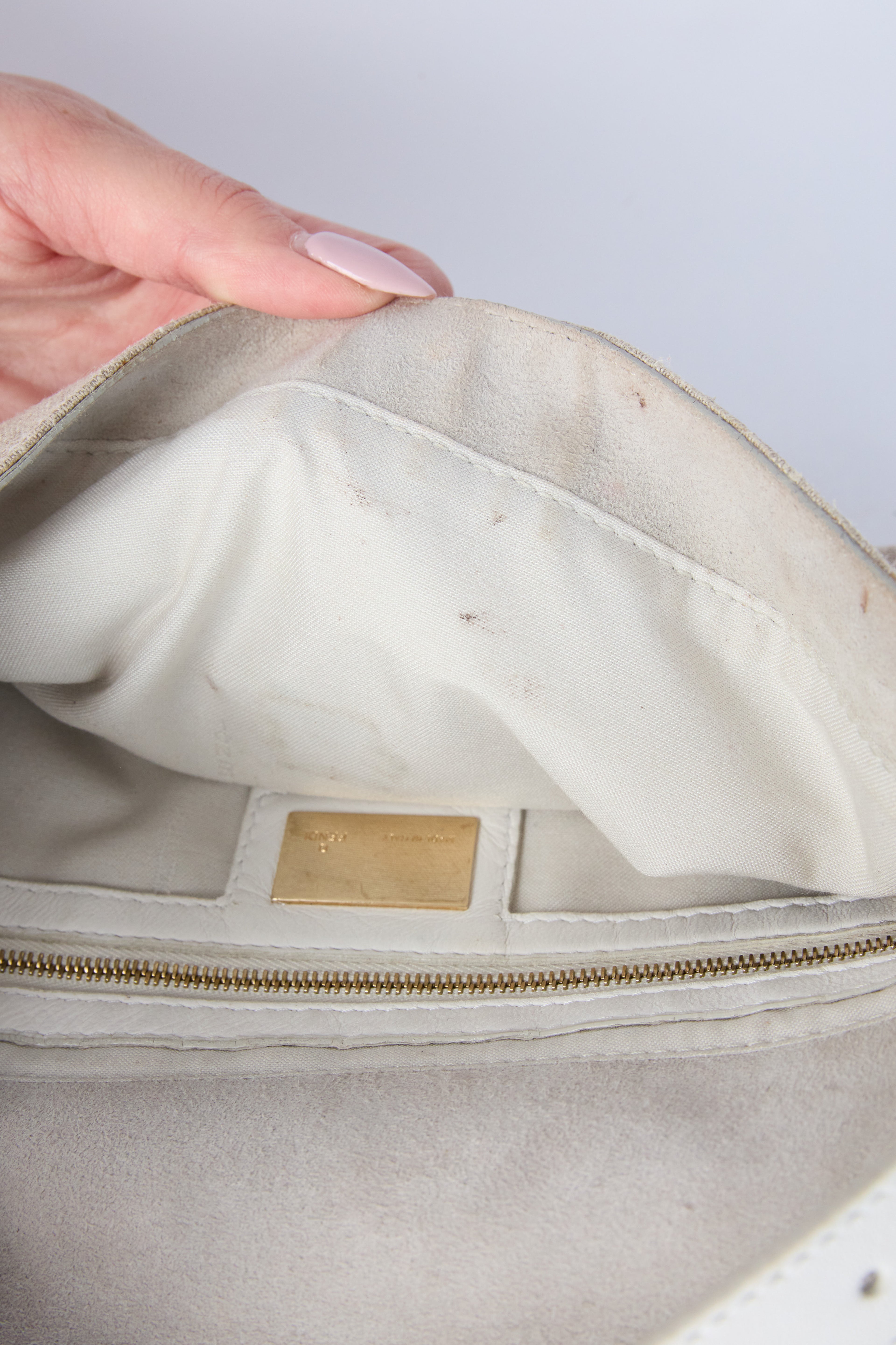 FENDI LINEN FLORAL EMBROIDERED BAGUETTE