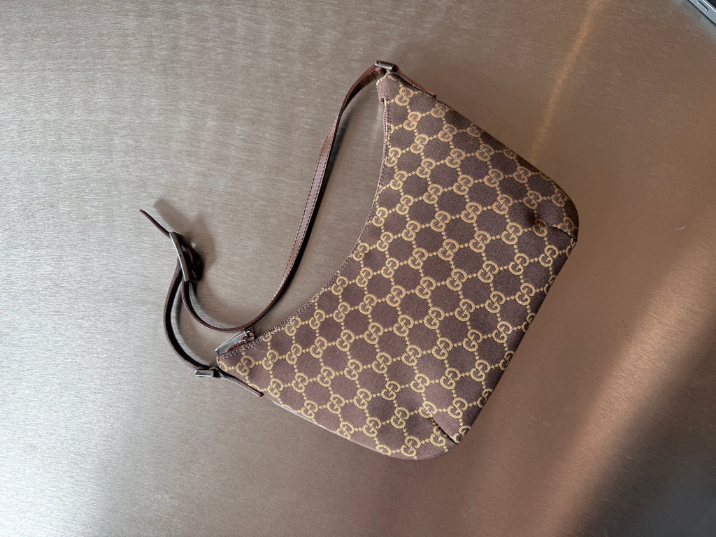 GUCCI MONOGRAM BROWN POCHETTE