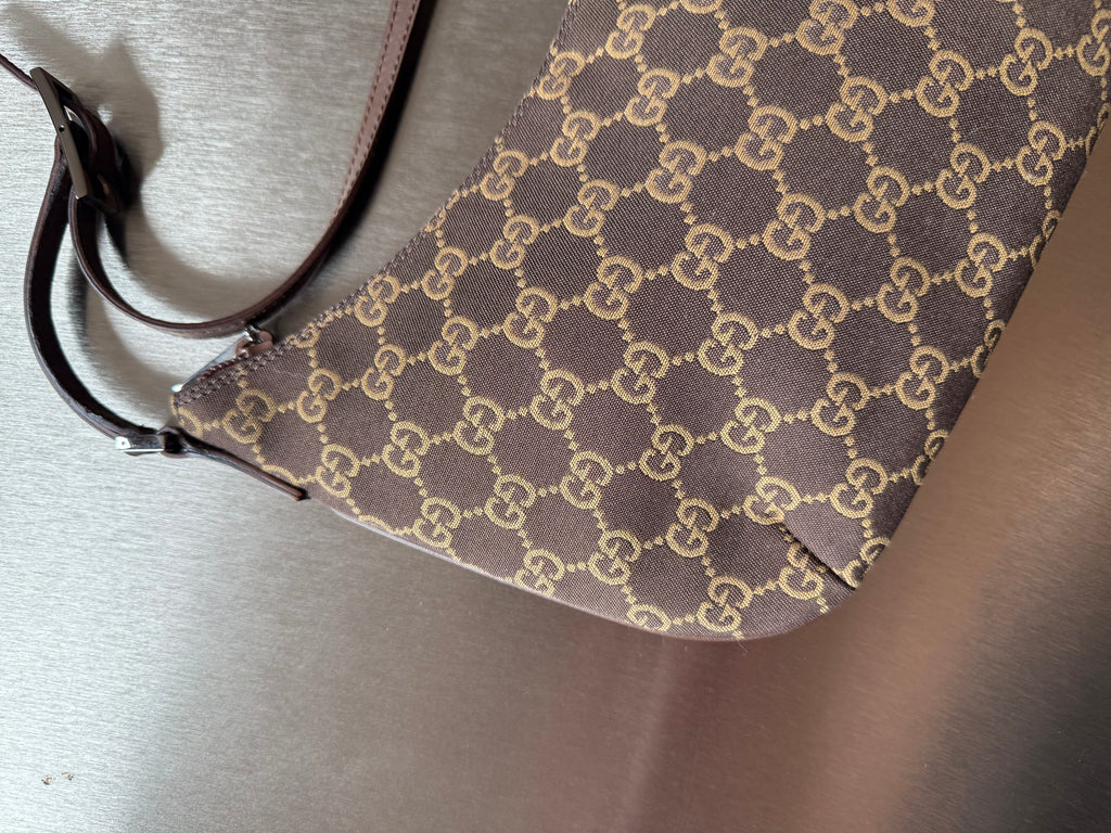 GUCCI MONOGRAM BROWN POCHETTE