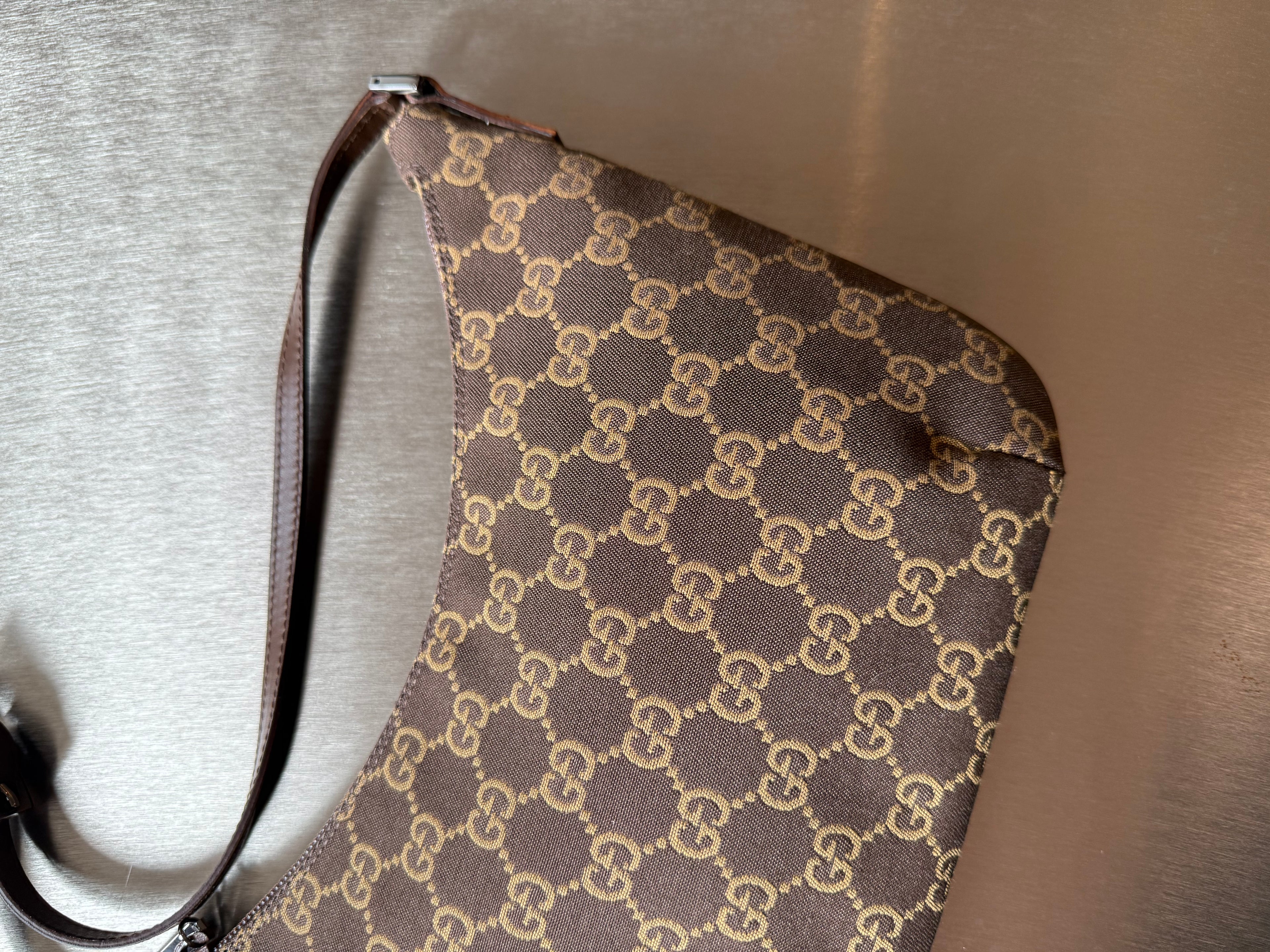 GUCCI MONOGRAM BROWN POCHETTE