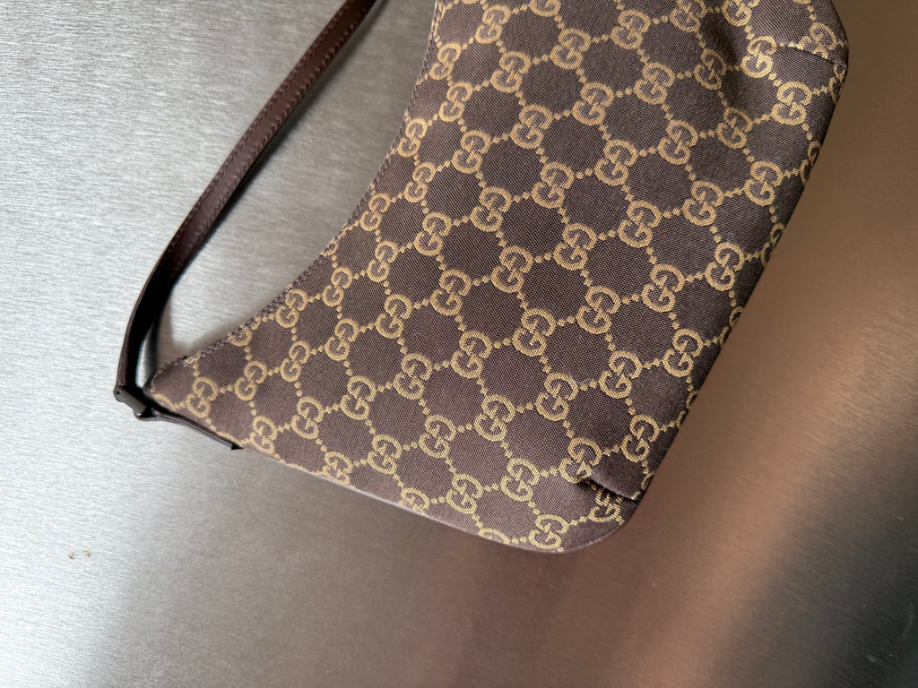 GUCCI MONOGRAM BROWN POCHETTE