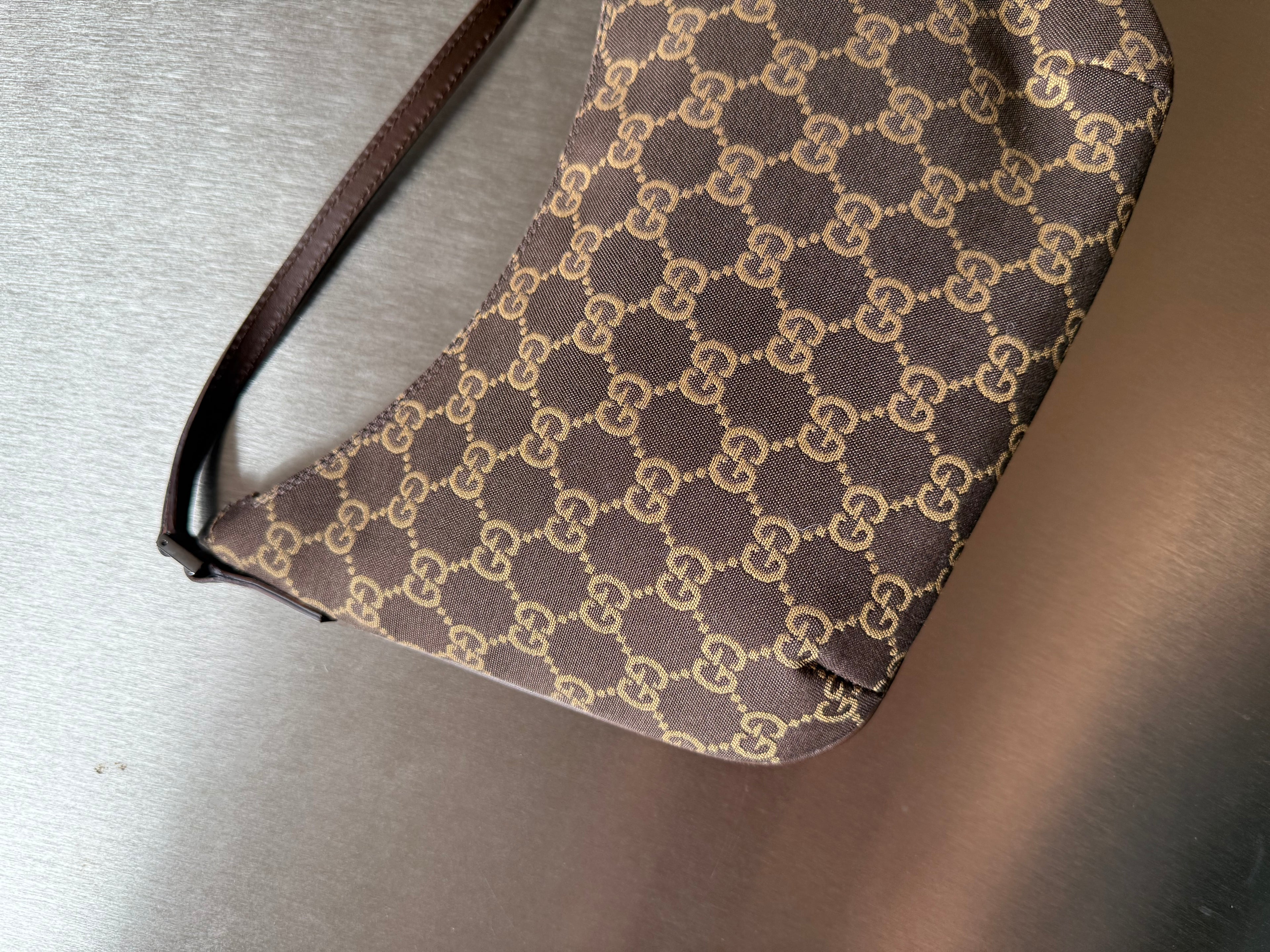 GUCCI MONOGRAM BROWN POCHETTE