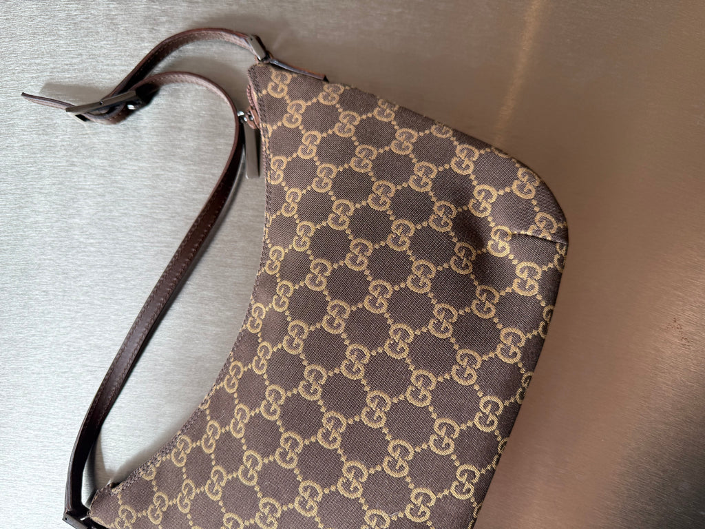 GUCCI MONOGRAM BROWN POCHETTE