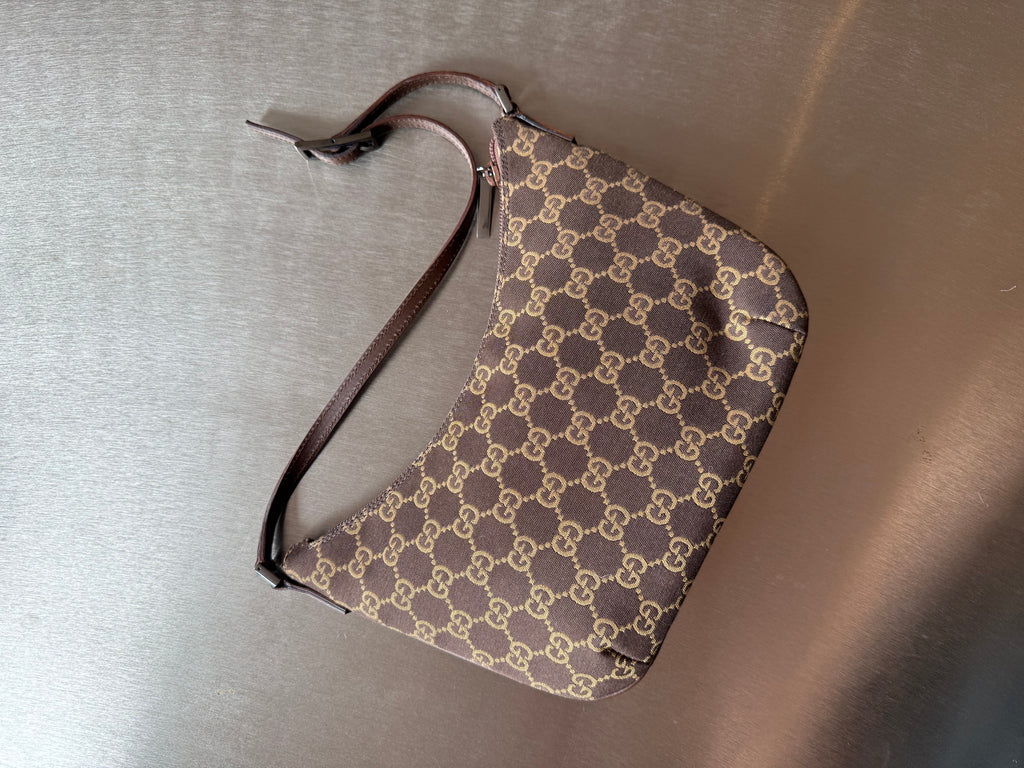 GUCCI MONOGRAM BROWN POCHETTE