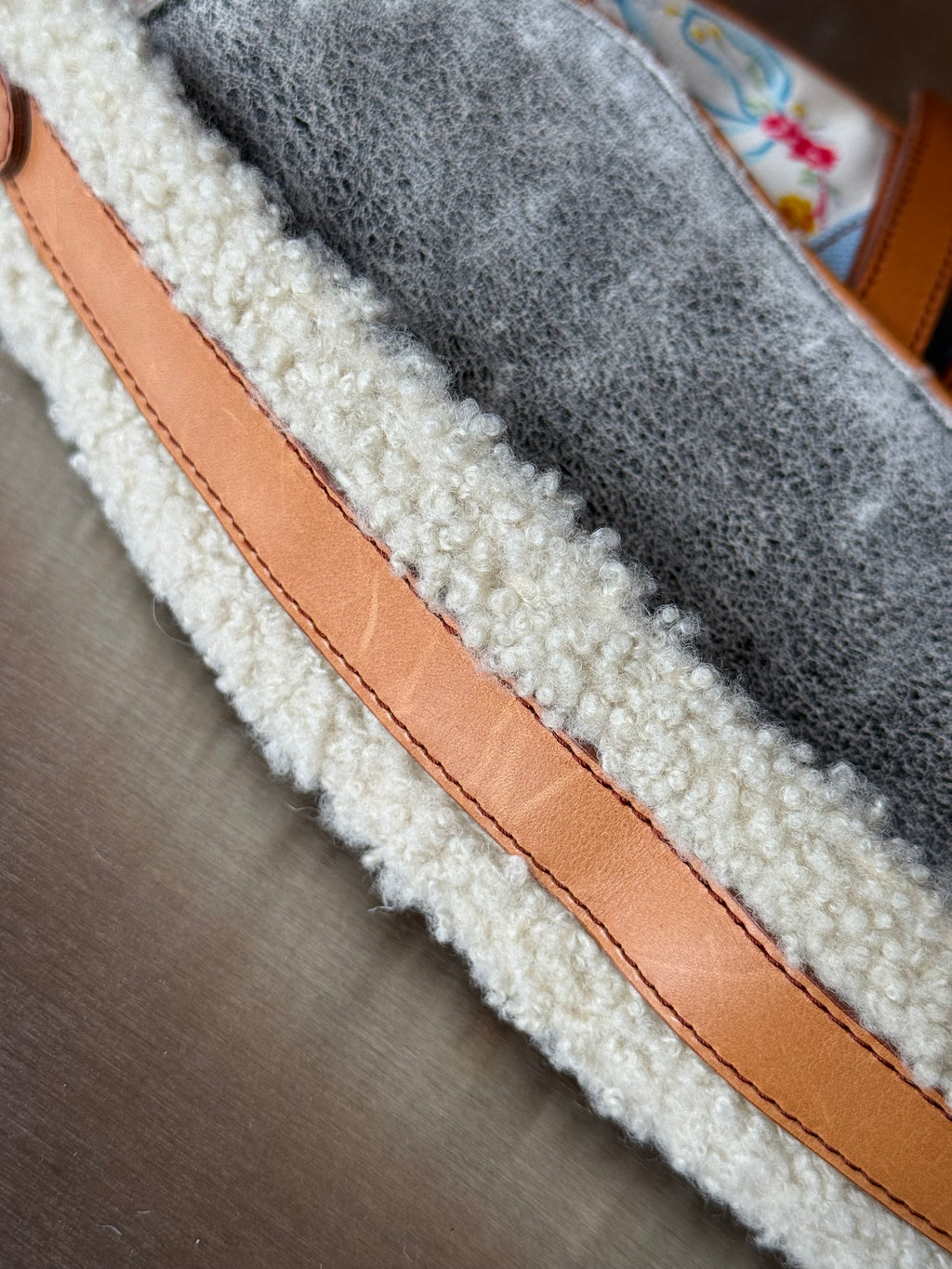 DIOR DENIM PATCHWORK SHEARLING SADDLE