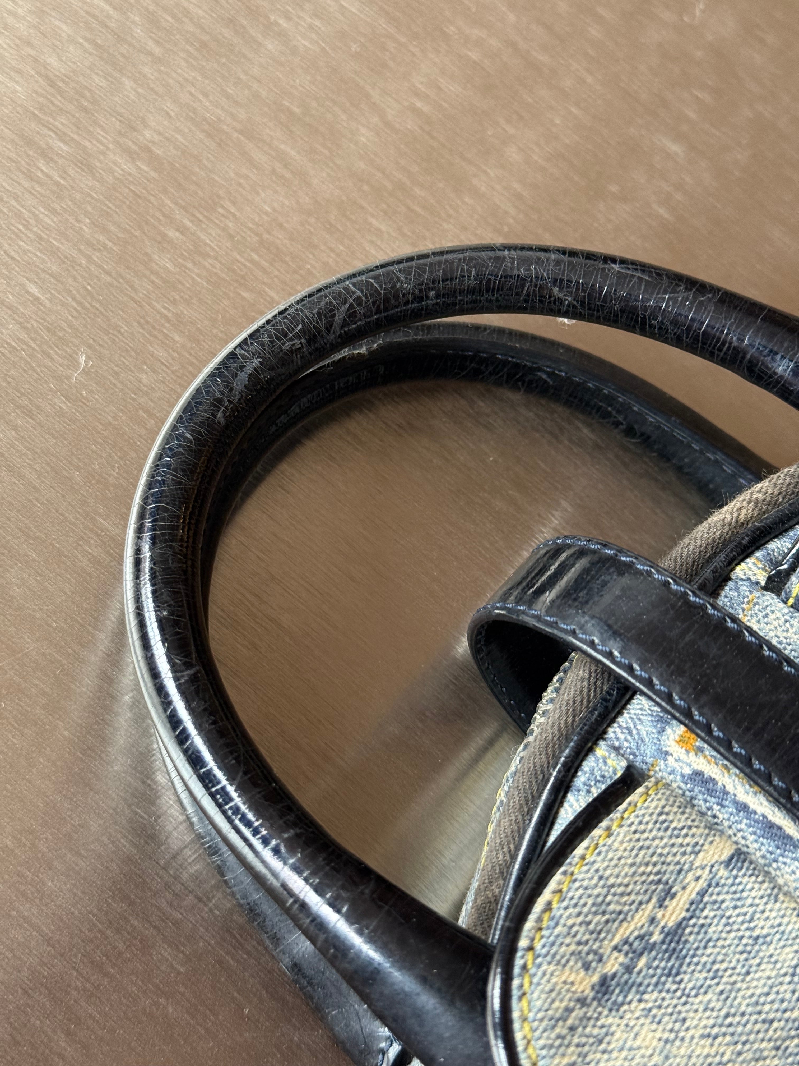 DIOR DENIM PRINT DOUBLE SPEEDWAY MINI BOWLER