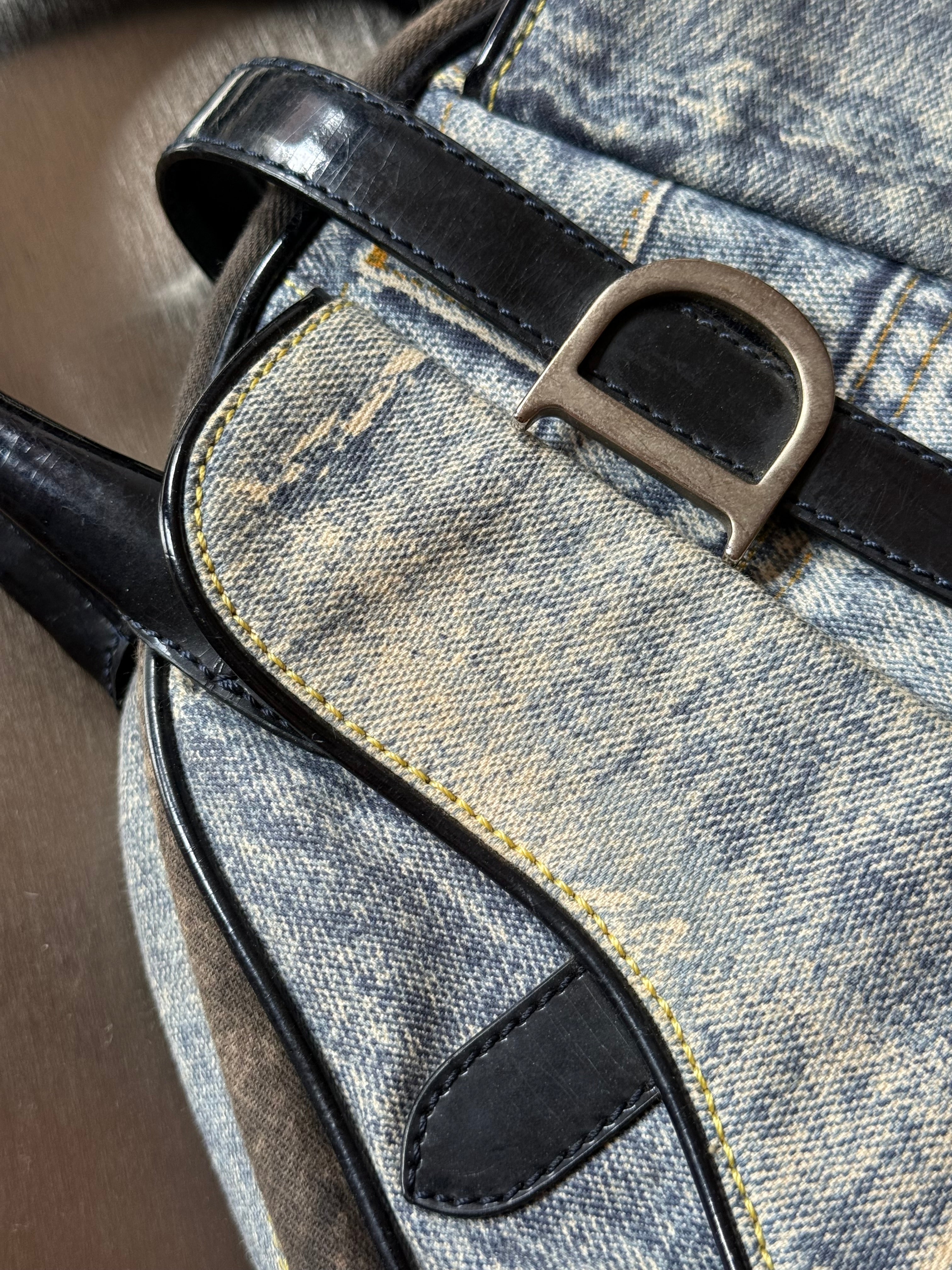 DIOR DENIM PRINT DOUBLE SPEEDWAY MINI BOWLER