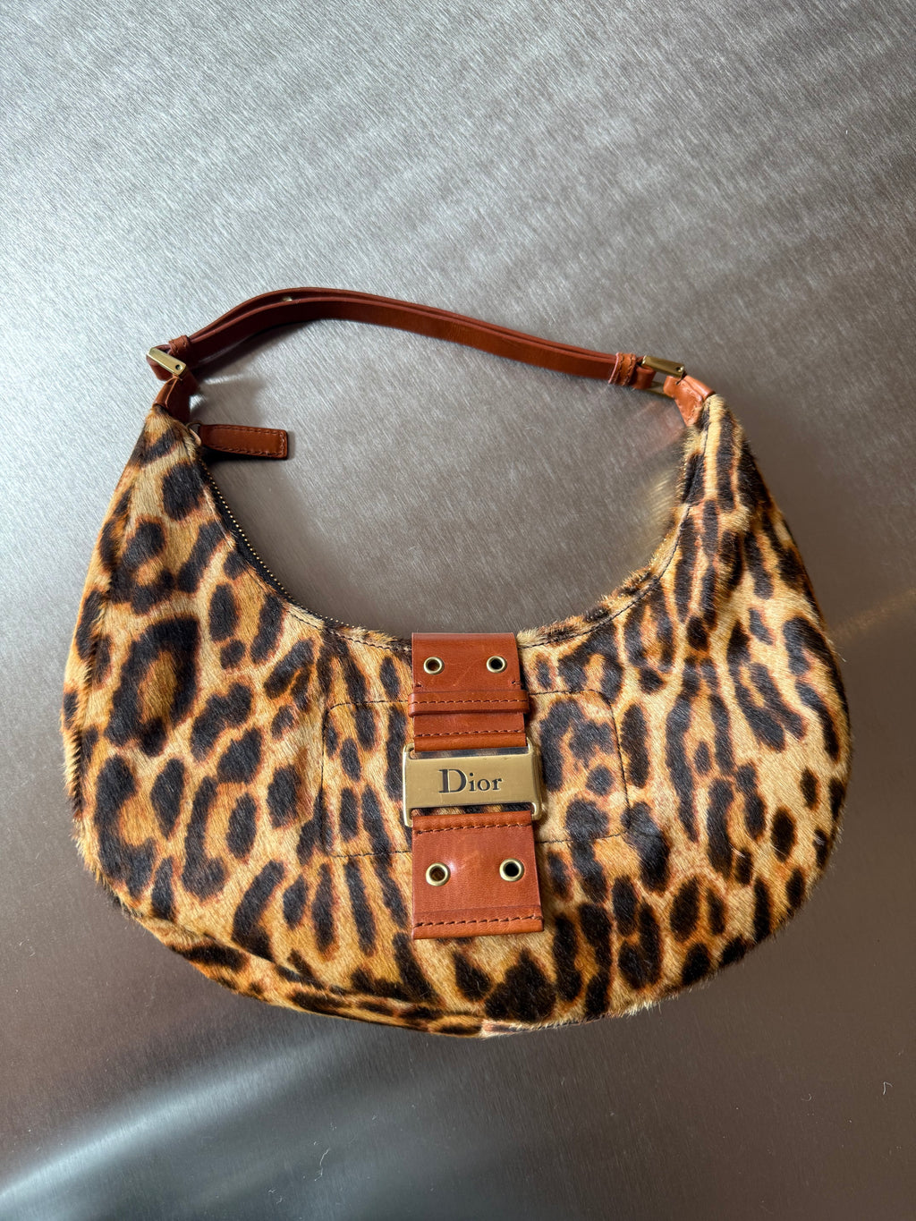 DIOR LEOPARD-PONYHAIR STREET CHIC HOBO