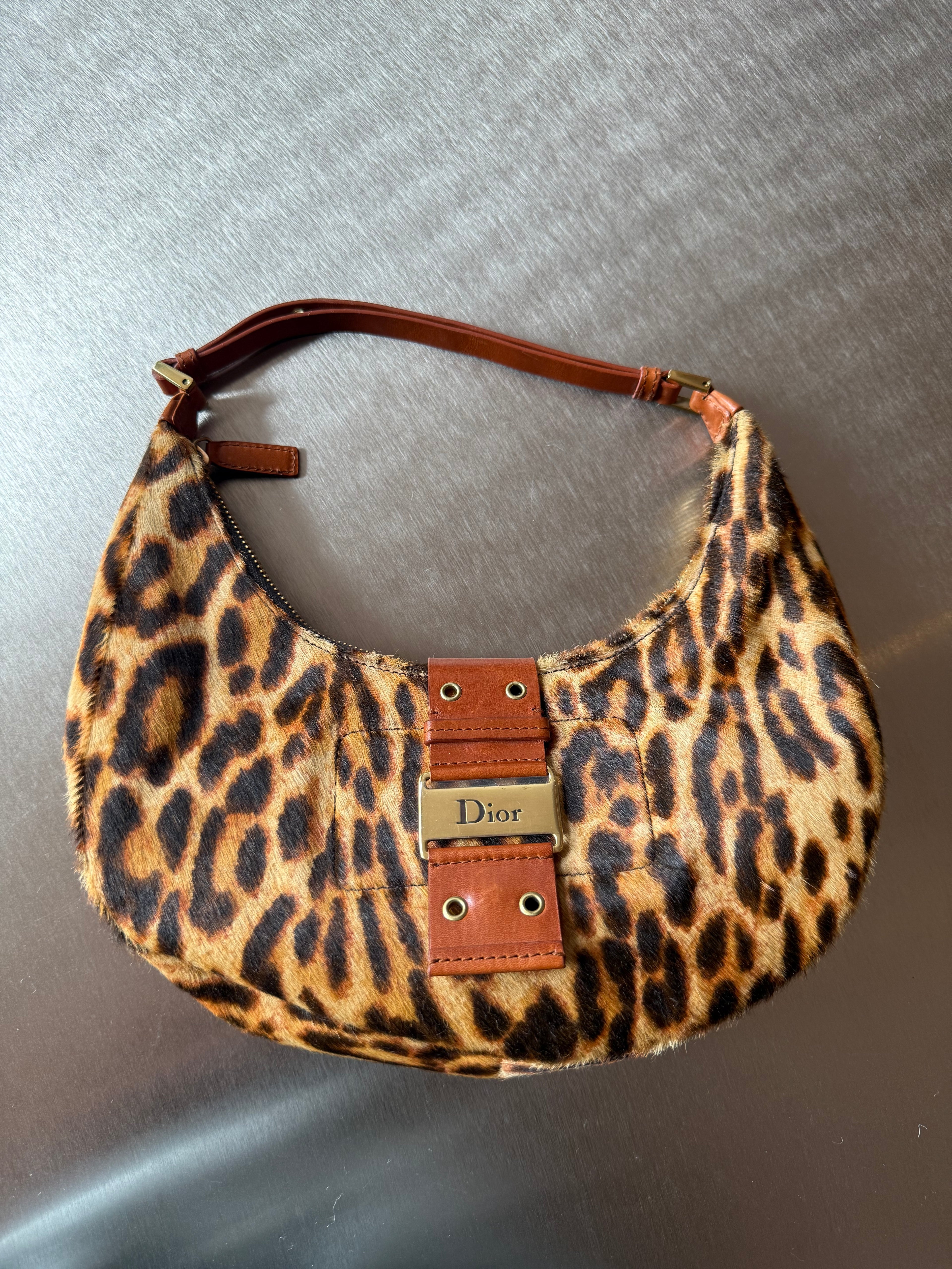 DIOR LEOPARD-PONYHAIR STREET CHIC HOBO