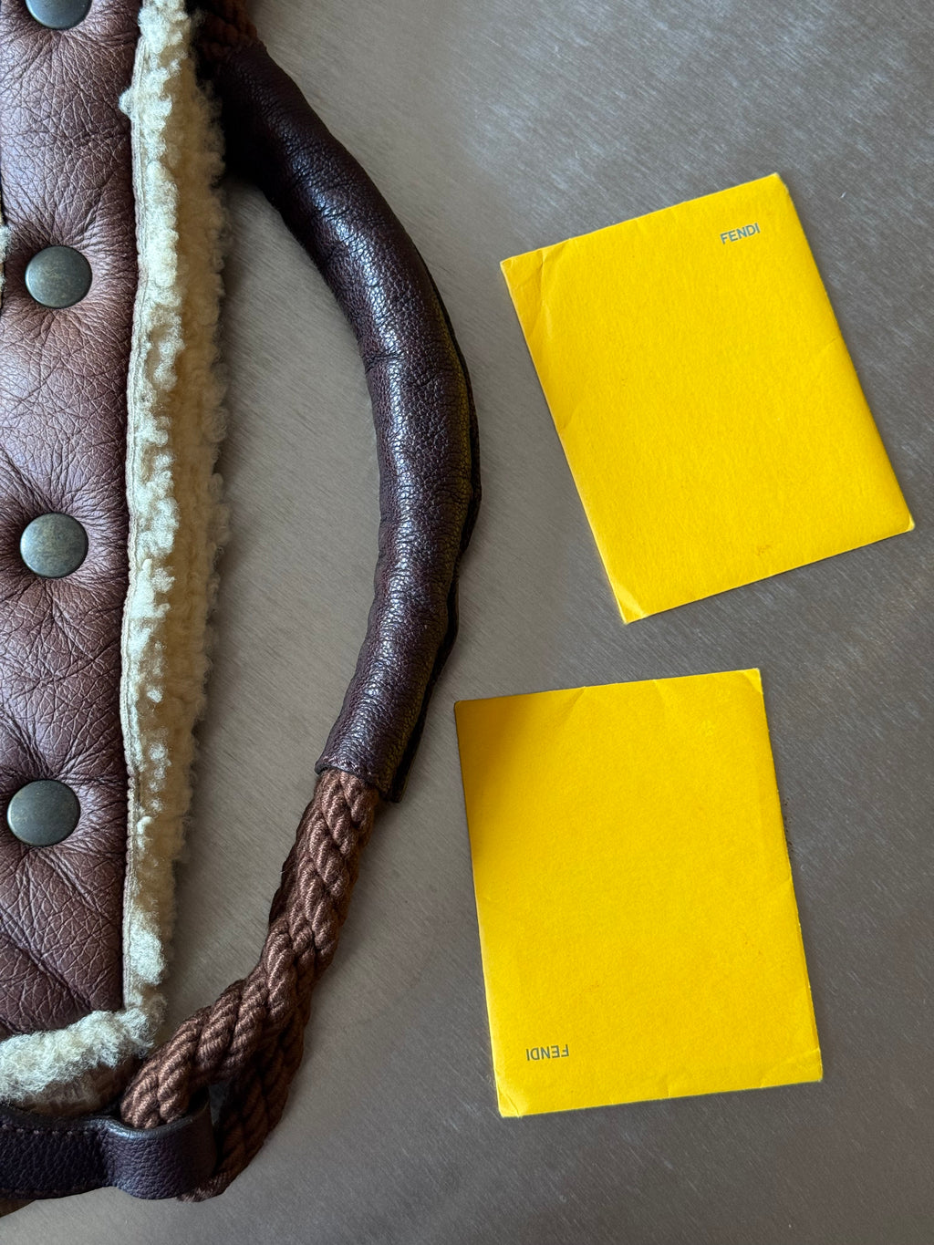 FENDI BROWN SUEDE & SHEARLING HOBO