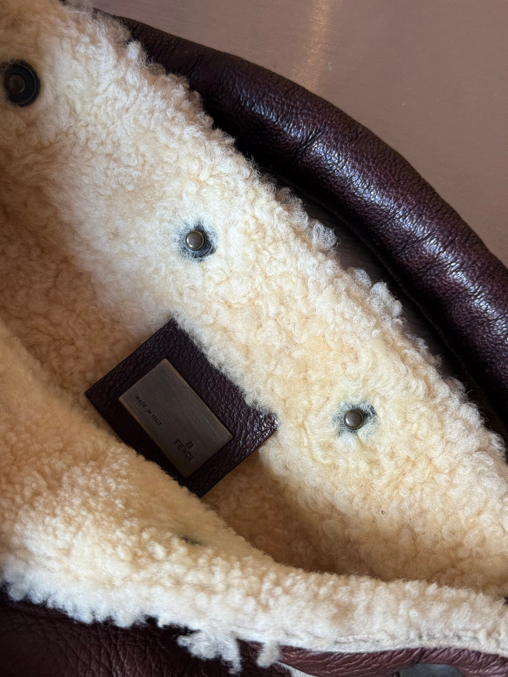 FENDI BROWN SUEDE & SHEARLING HOBO