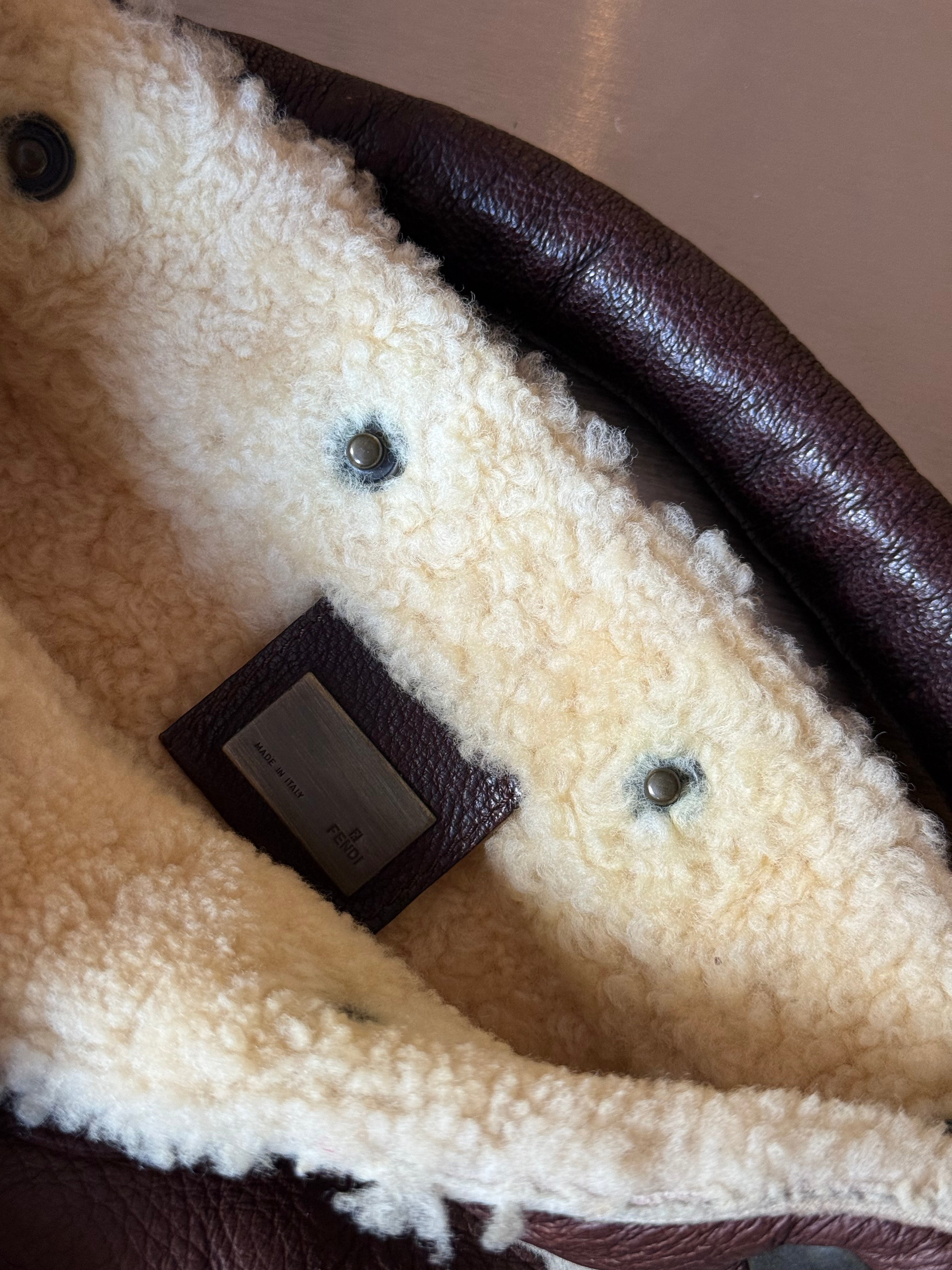 FENDI BROWN SUEDE & SHEARLING HOBO
