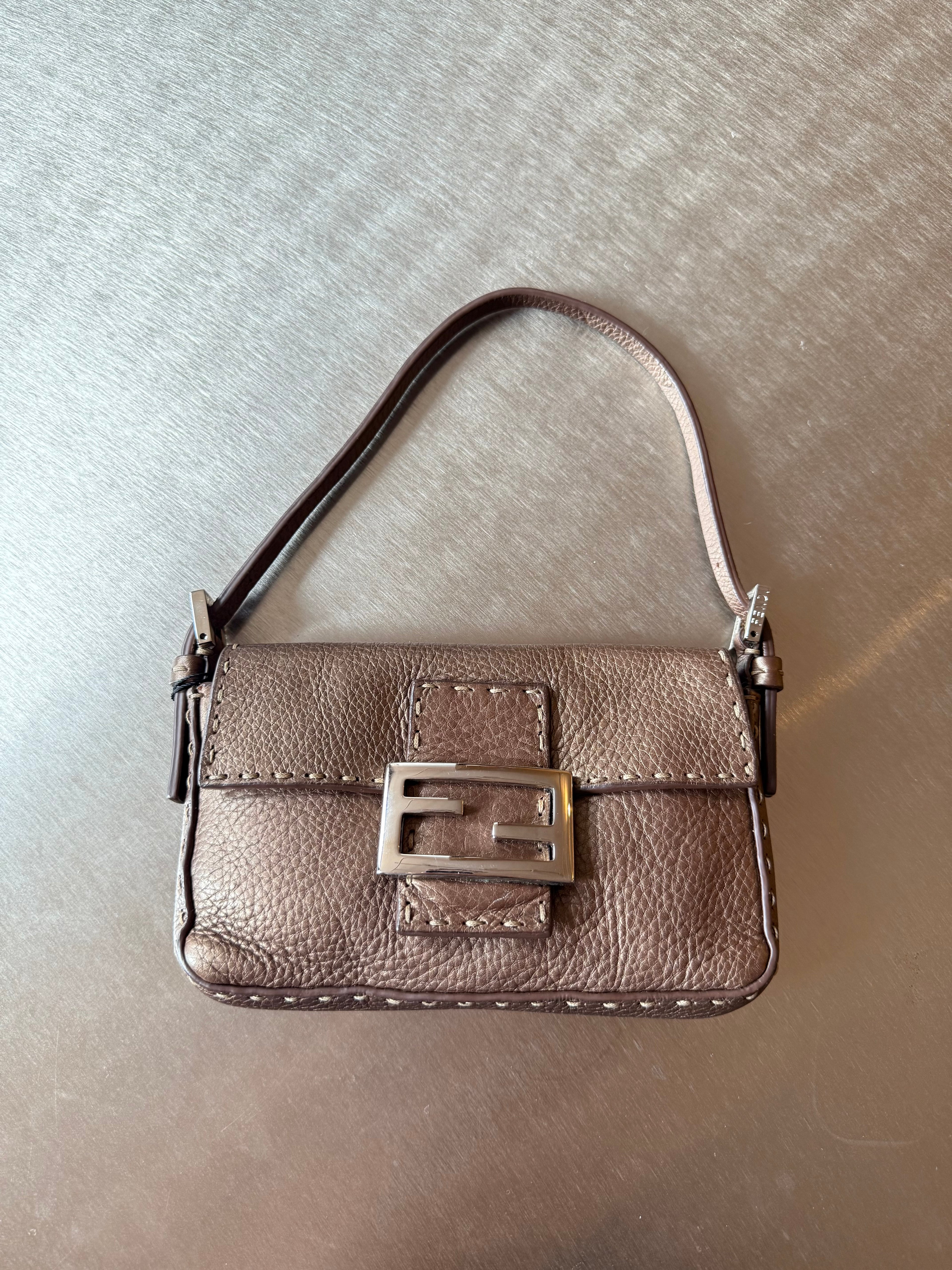 FENDI BROWN SELLERIA MINI BAGUETTE