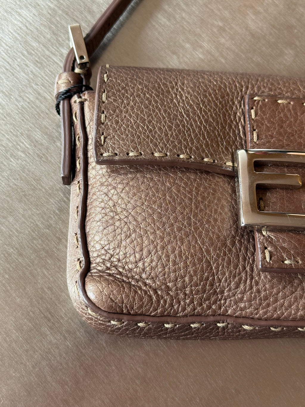 FENDI BROWN SELLERIA MINI BAGUETTE