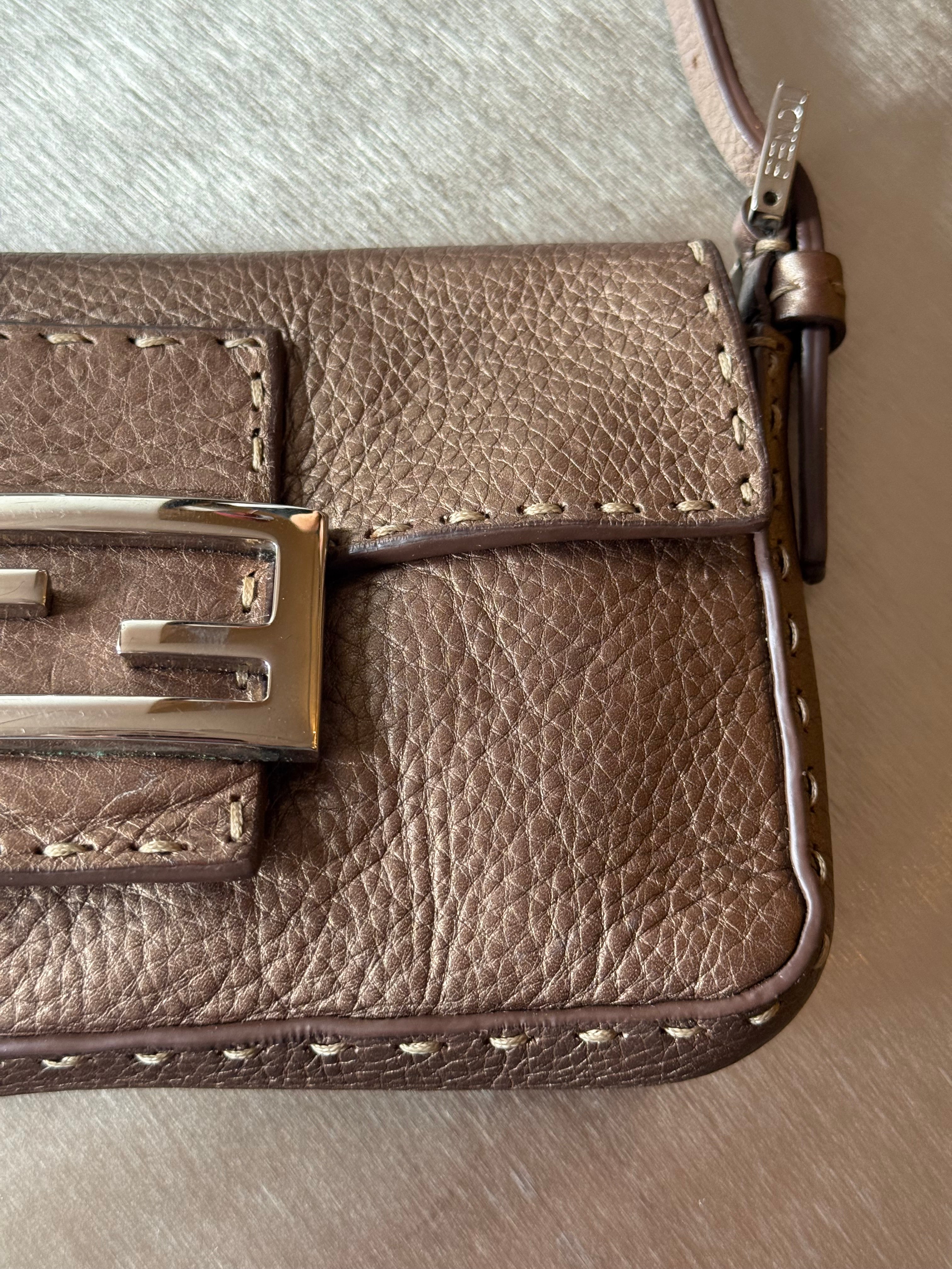 FENDI BROWN SELLERIA MINI BAGUETTE