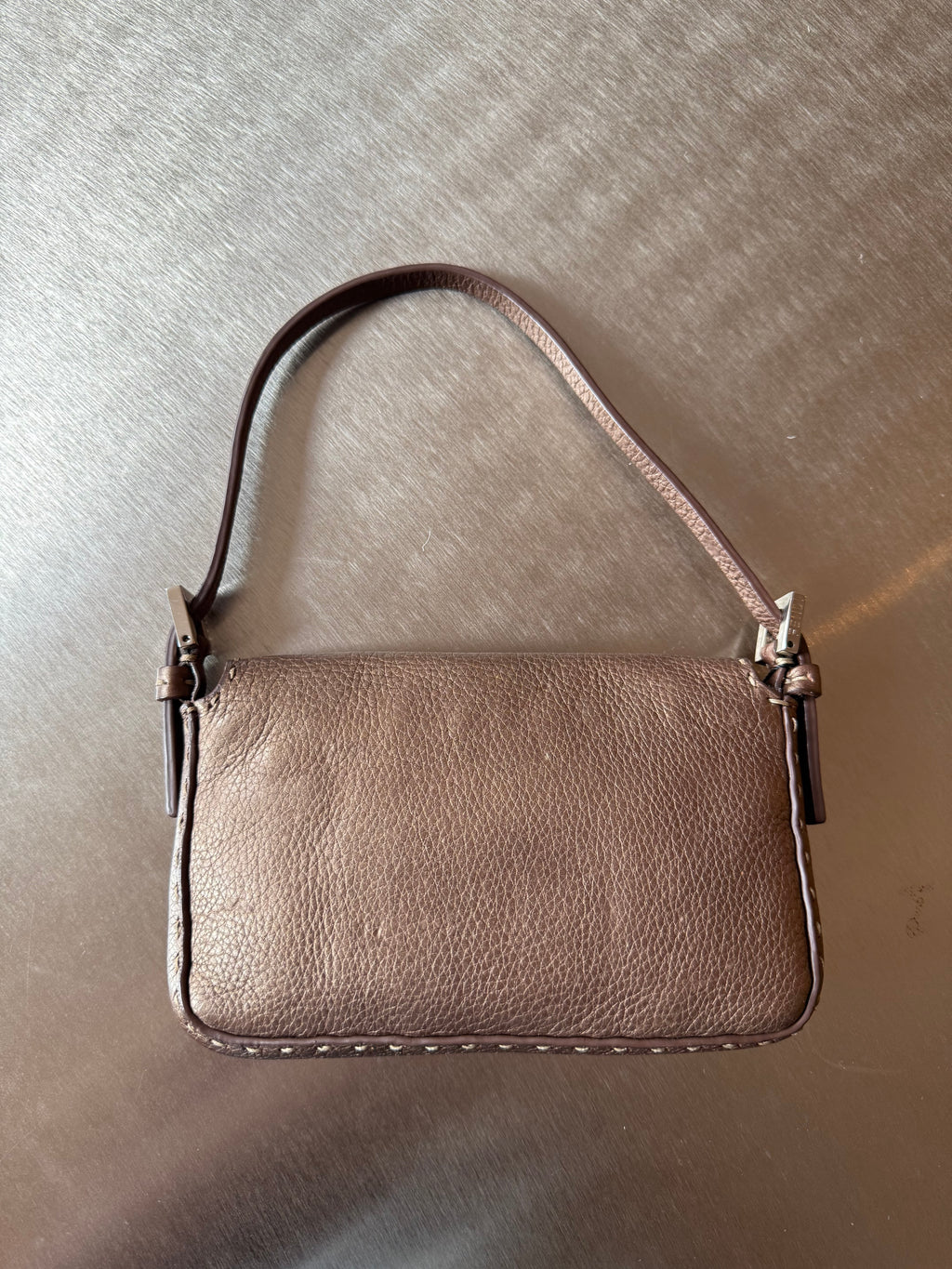FENDI BROWN SELLERIA MINI BAGUETTE