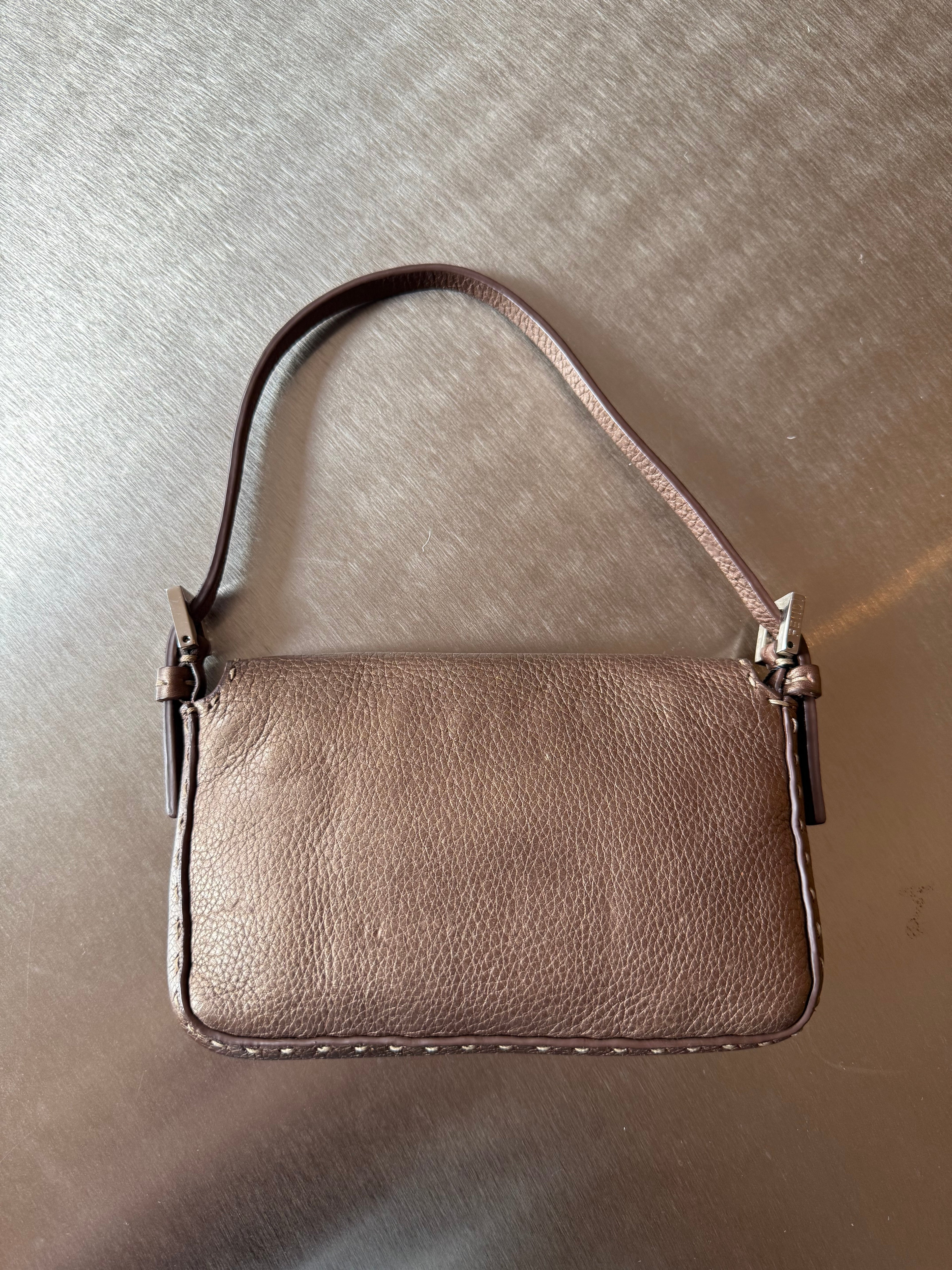 FENDI BROWN SELLERIA MINI BAGUETTE