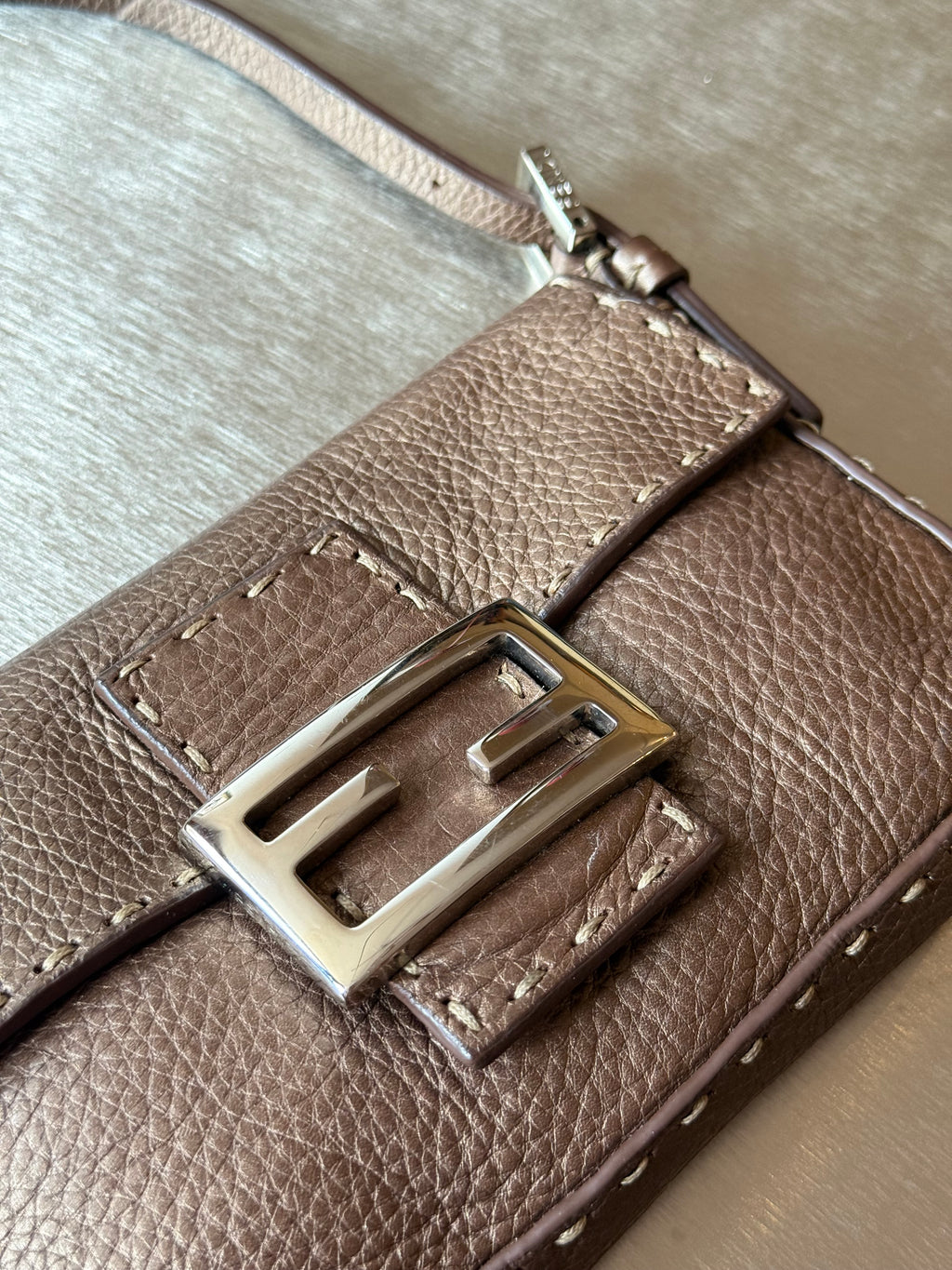 FENDI BROWN SELLERIA MINI BAGUETTE