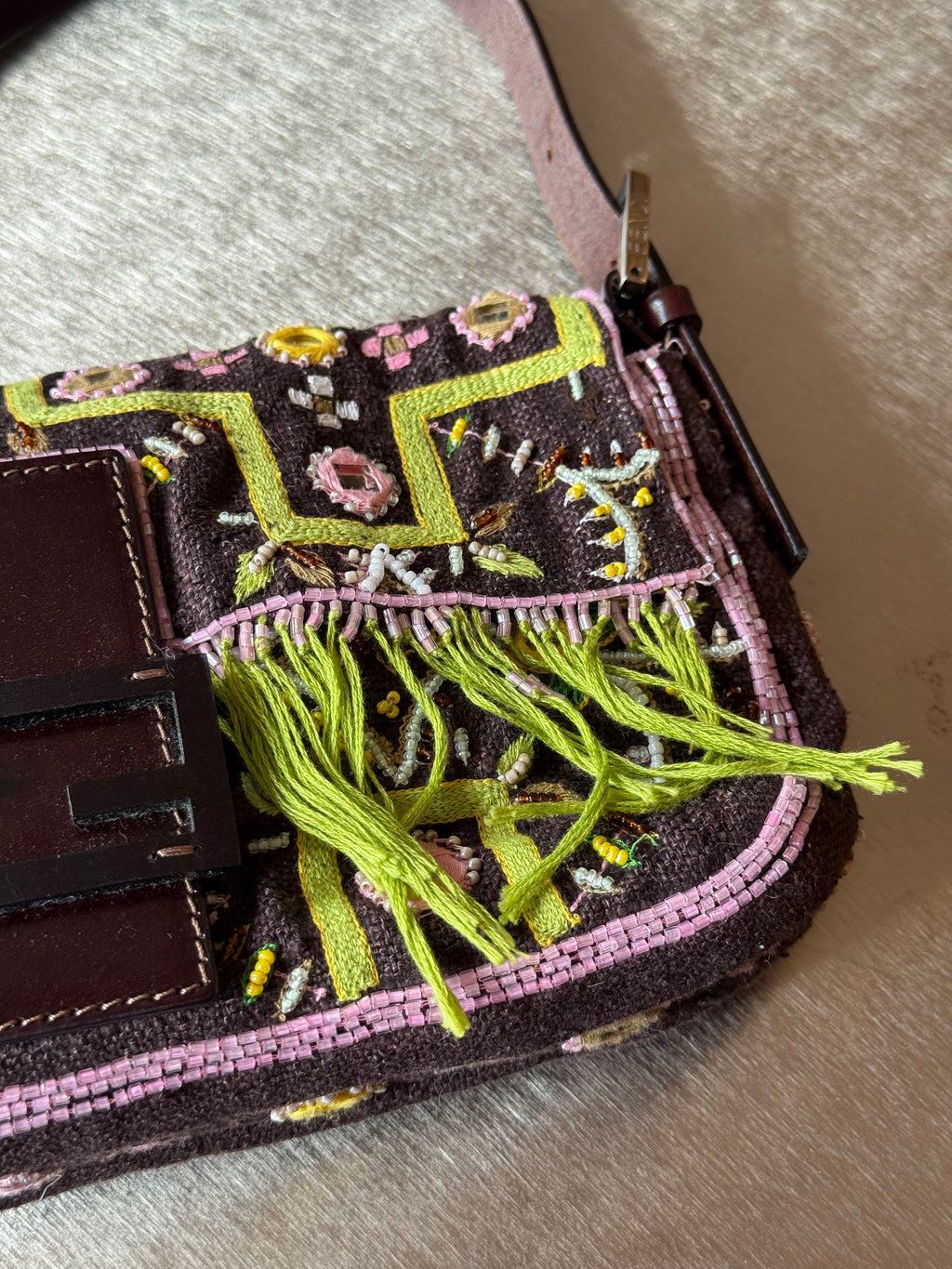 FENDI FRINGE EMBELLISHED BAGUETTE