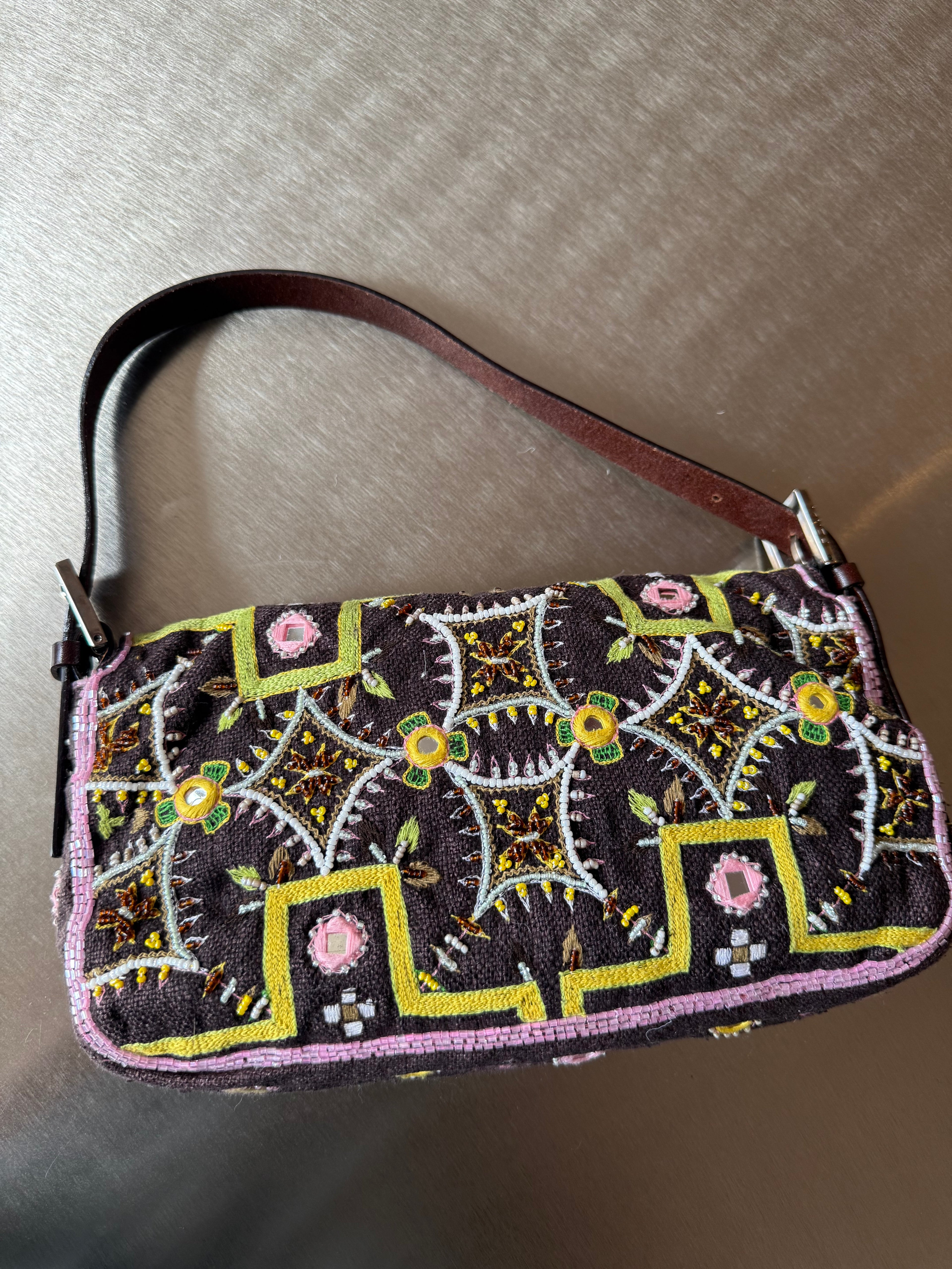 FENDI FRINGE EMBELLISHED BAGUETTE