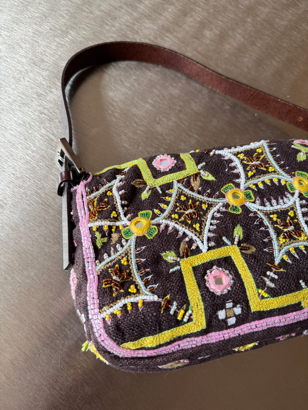FENDI FRINGE EMBELLISHED BAGUETTE