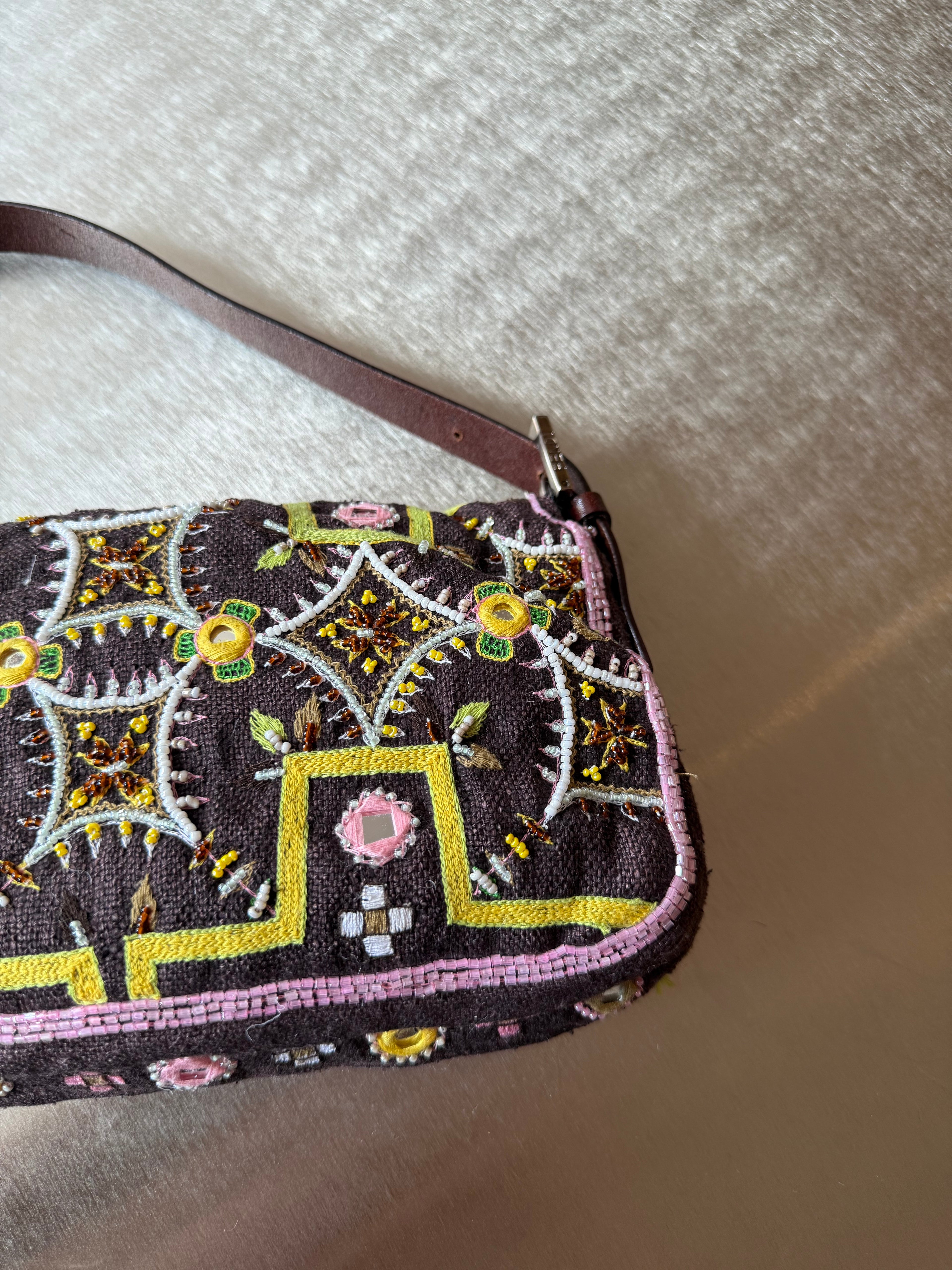 FENDI FRINGE EMBELLISHED BAGUETTE