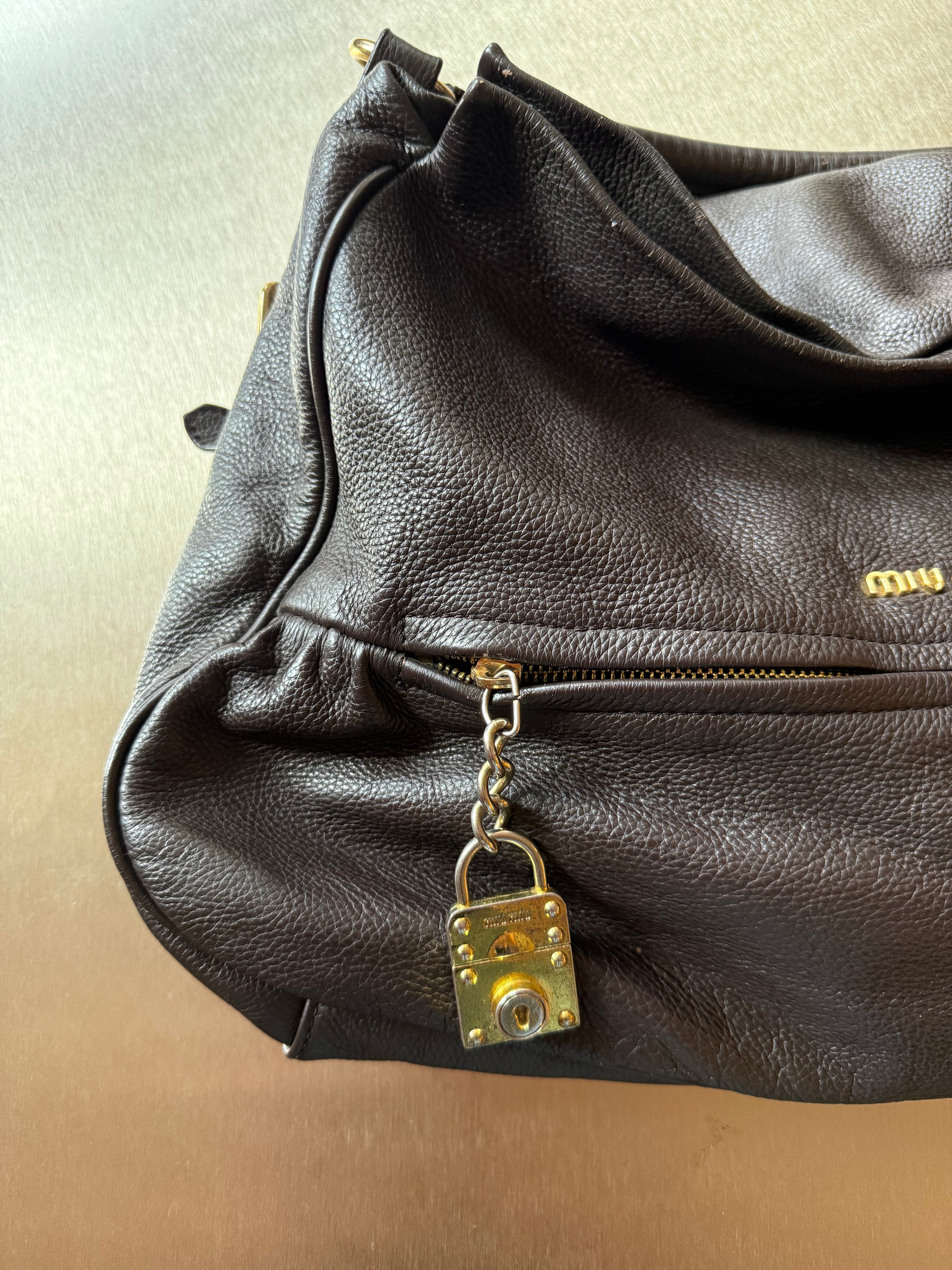MIU MIU BROWN LOCK BAG