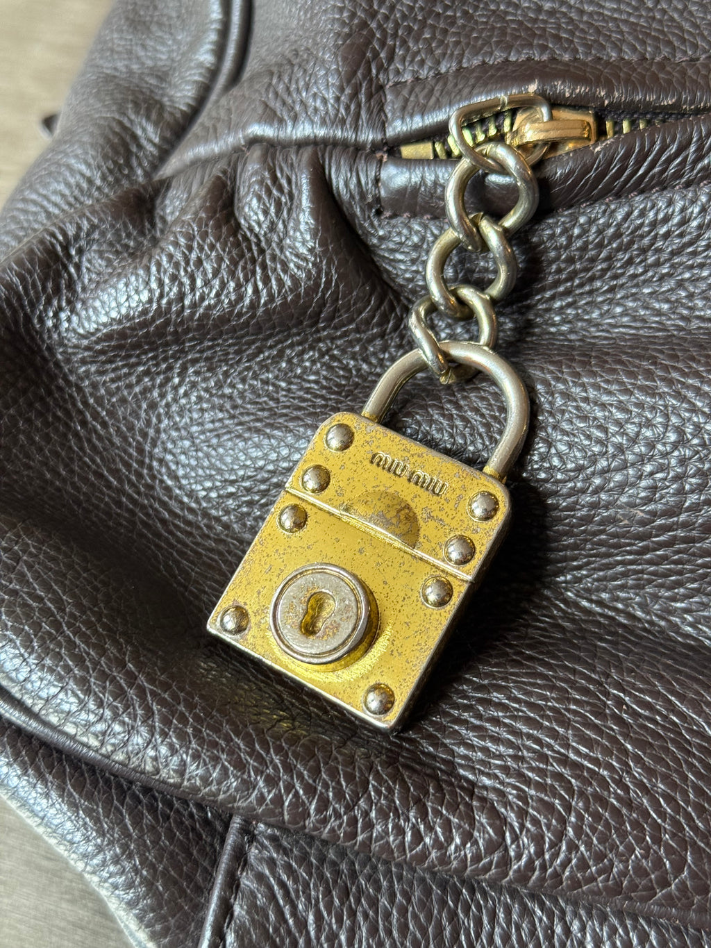 MIU MIU BROWN LOCK BAG