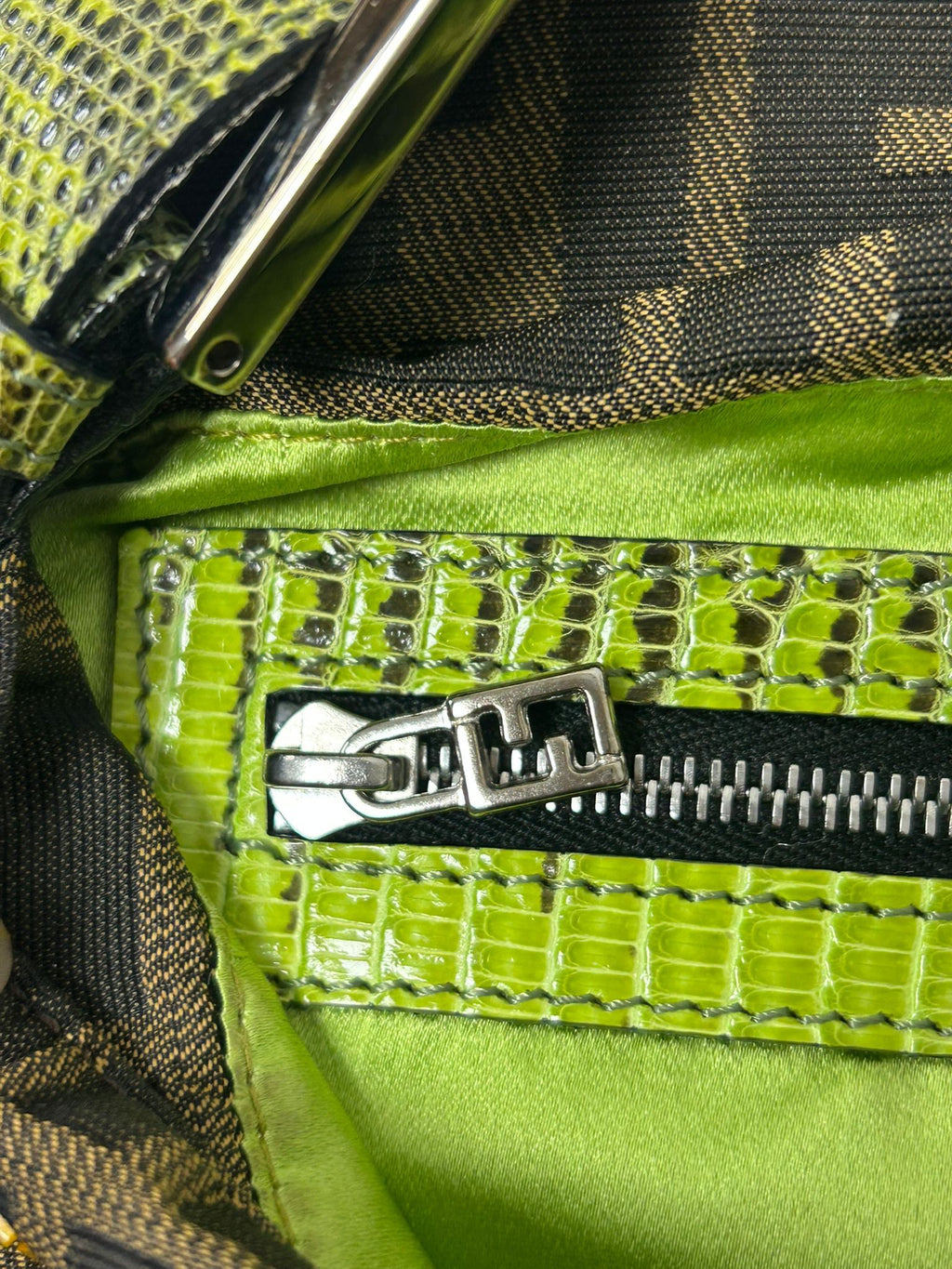 FENDI FLORAL BEADED ZUCCA BAGUETTE