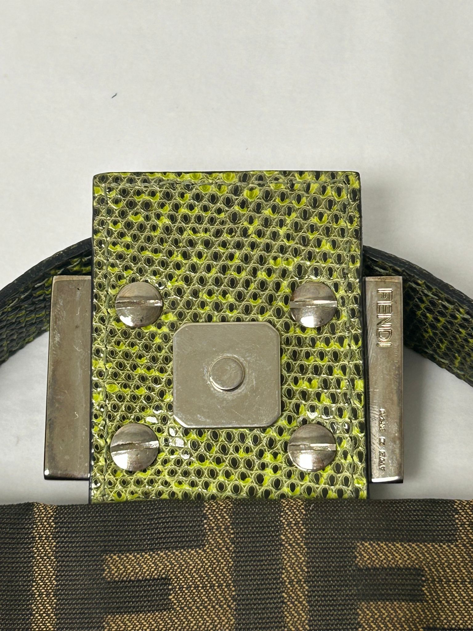 FENDI FLORAL BEADED ZUCCA BAGUETTE