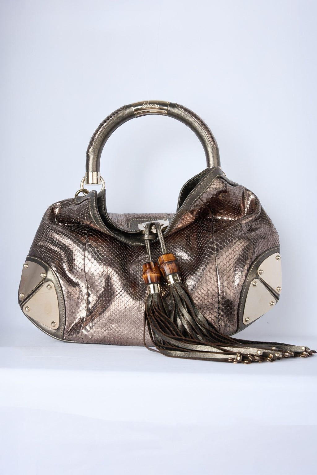 GUCCI METALLIC PYTHON BABOUSKA INDY HOBO