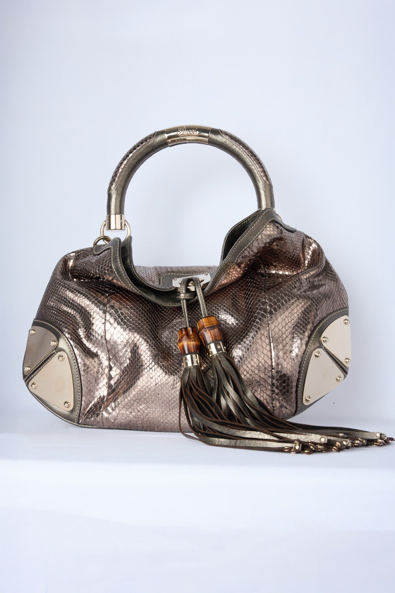 GUCCI METALLIC PYTHON BABOUSKA INDY HOBO